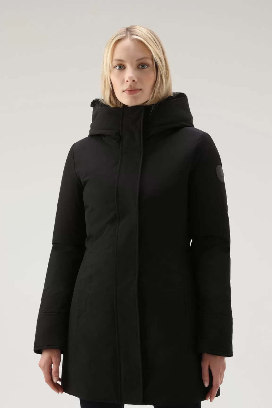 Woolrich Boulder Parka Van Ramar Cloth Met Capuchon En Afneembare Rand Van Imitatiebont Black Hot