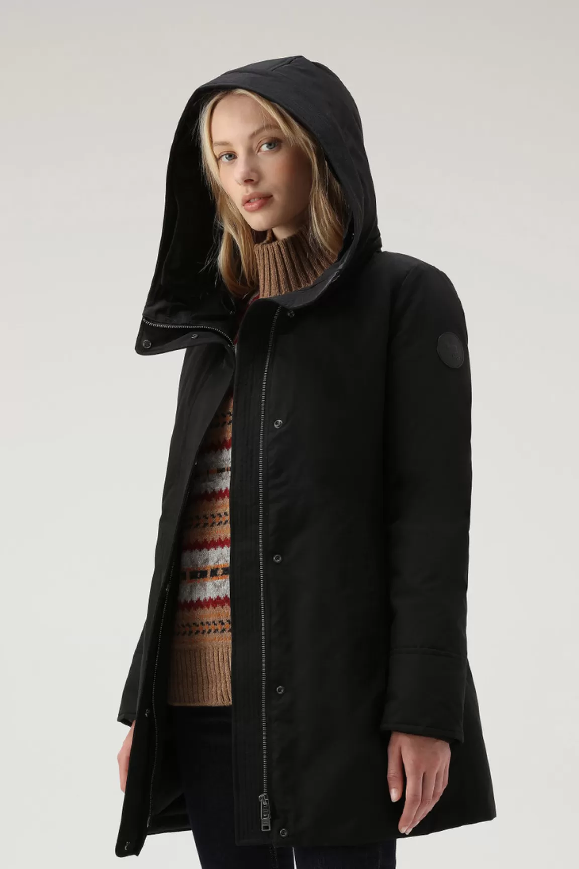 Woolrich Boulder Parka Van Ramar Cloth Met Capuchon En Afneembare Rand Van Imitatiebont Black Hot