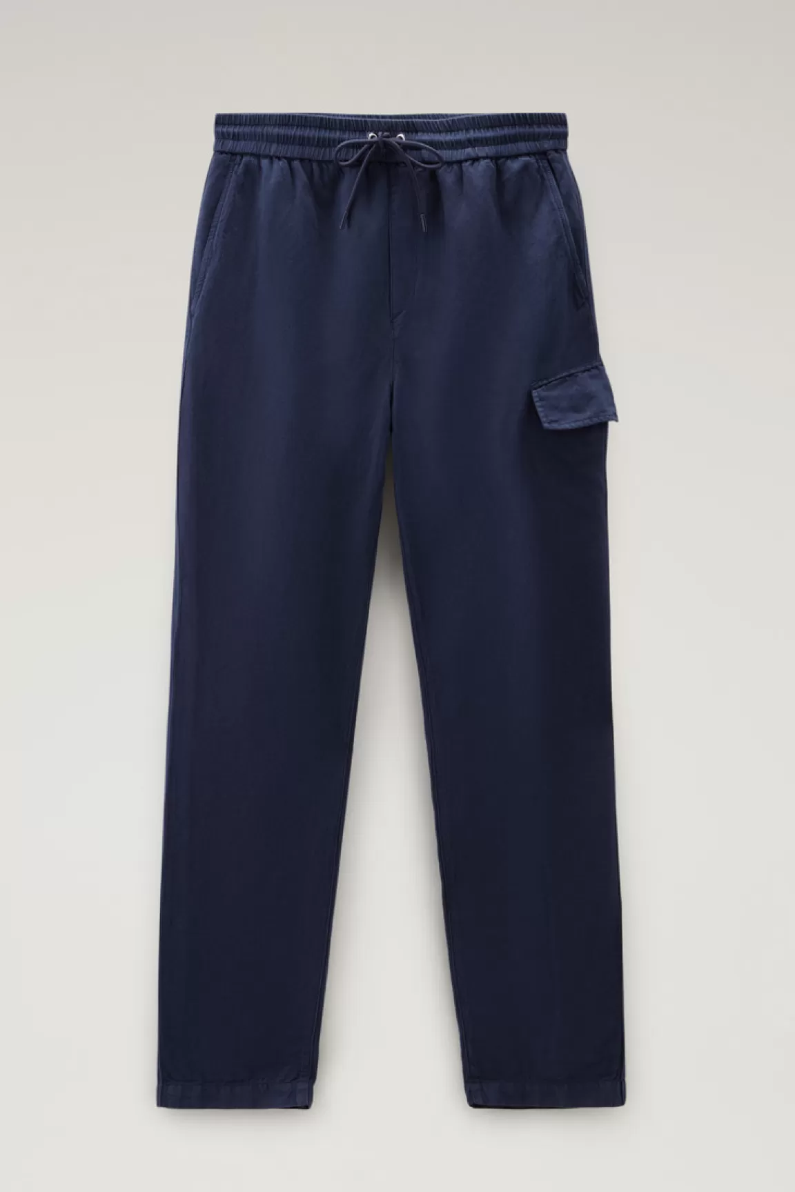 Woolrich Cargobroek Van Een Mix Van Achteraf Geverfd Katoen En Linnen Maritime Blue Online