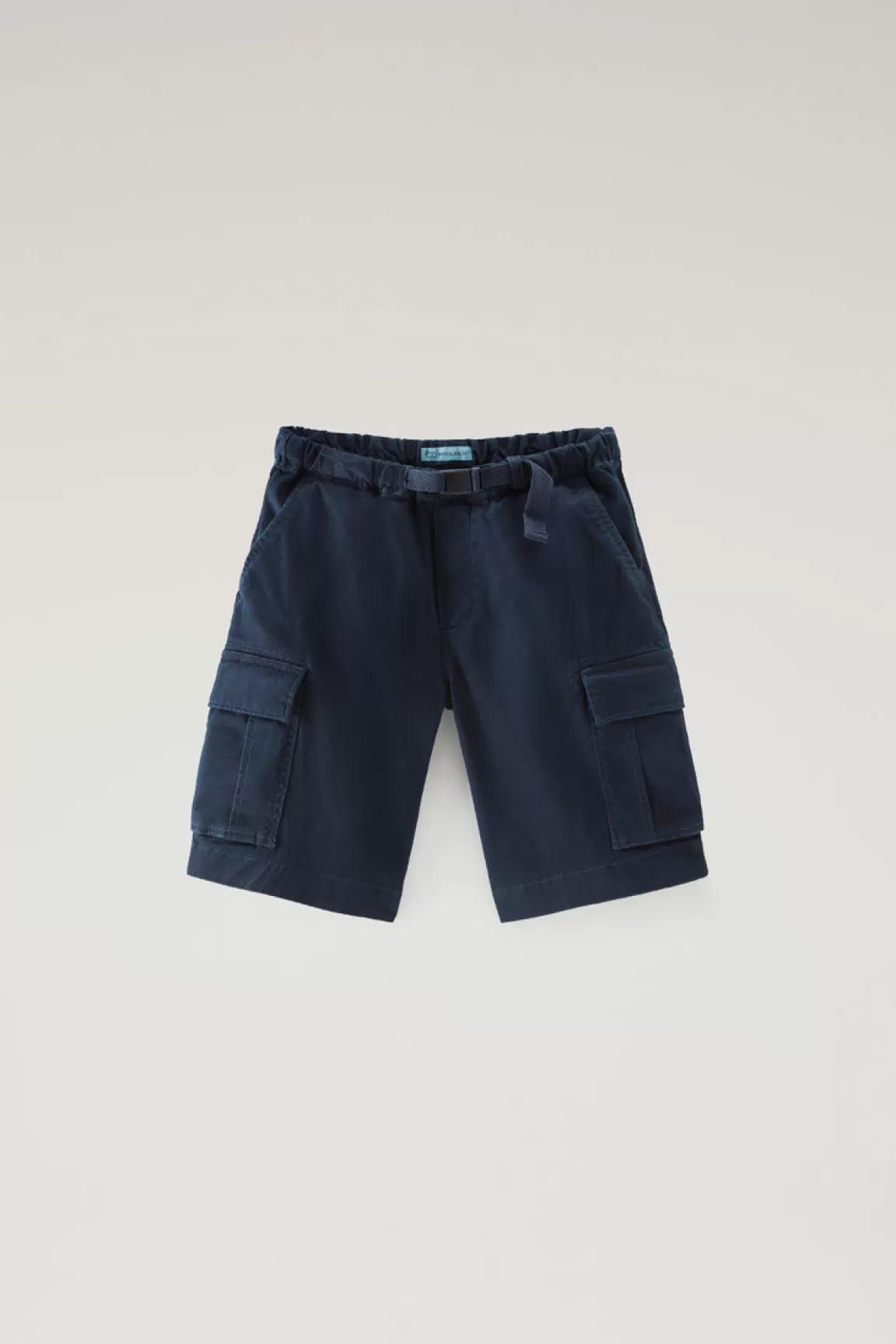 Woolrich Cargoshorts Voor Jongens Van Achteraf Geverfd Stretchkatoen Melton Blue Discount