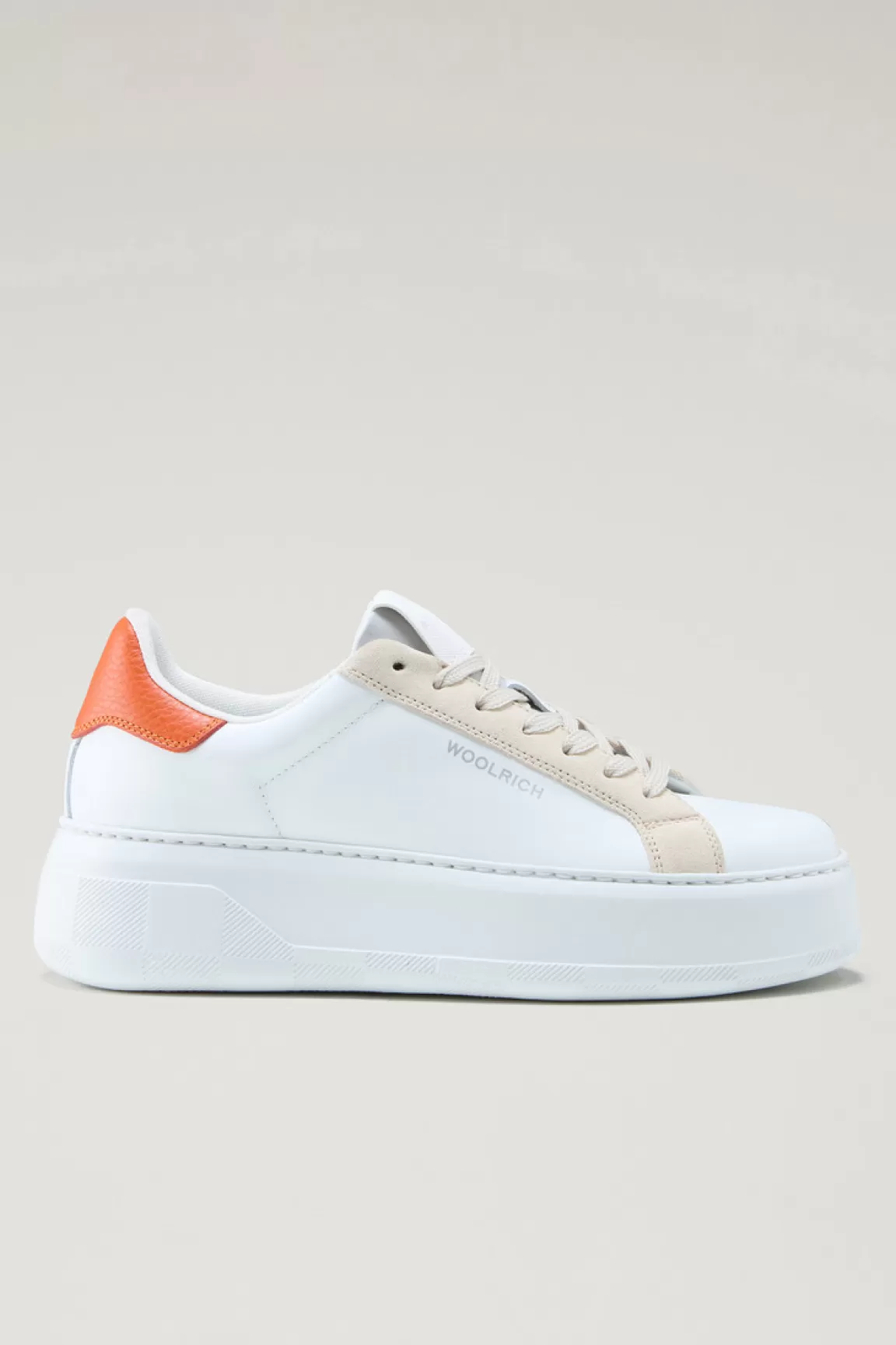 Woolrich Chunky Court Leren Sneakers Met Contrasterende Details White Beige Best