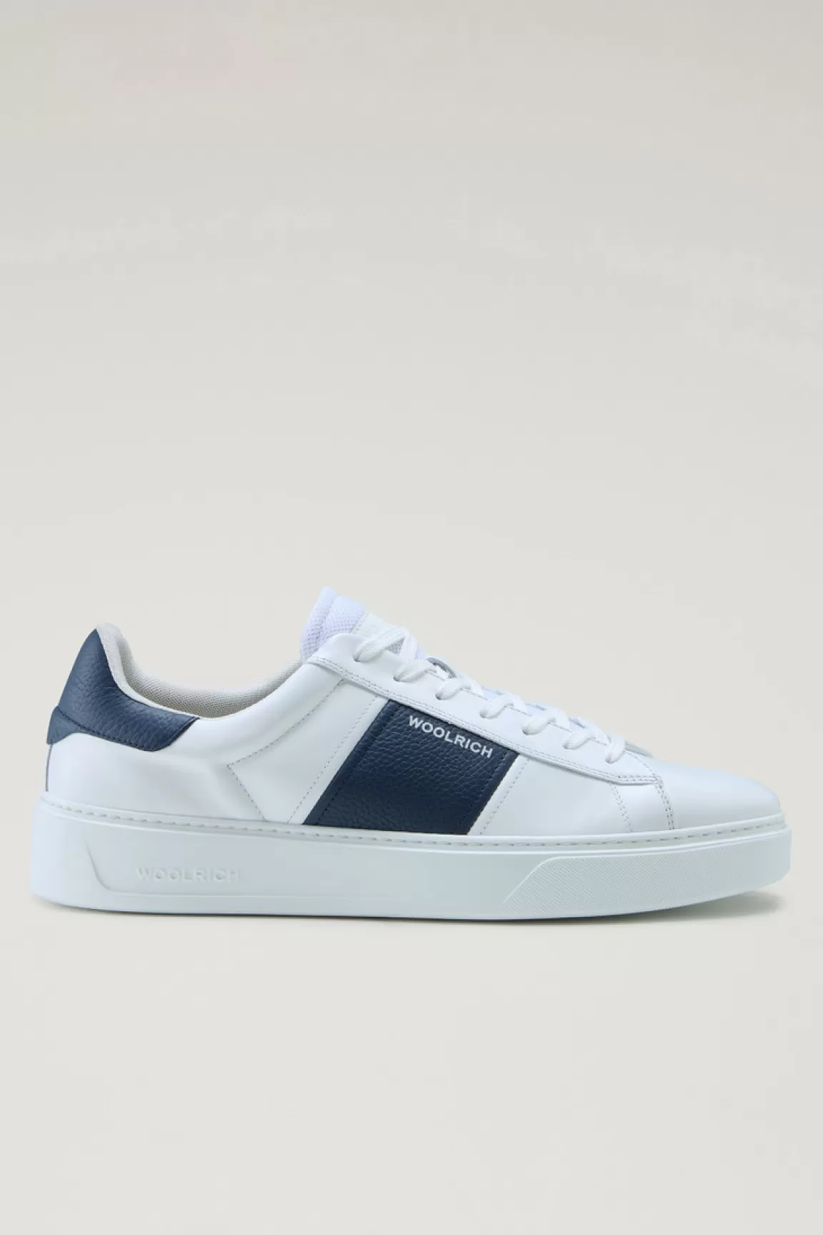 Woolrich Classic Court Leren Sneakers Met Contrasterende Details White Blue Clearance