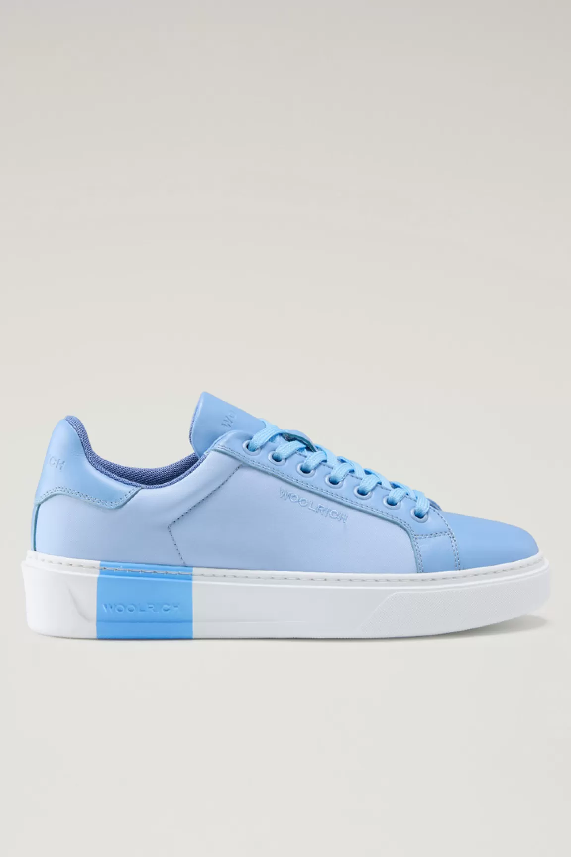 Woolrich Classic Court Sneakers Van Functionele Stof Met Leren Details Sky Blue Discount