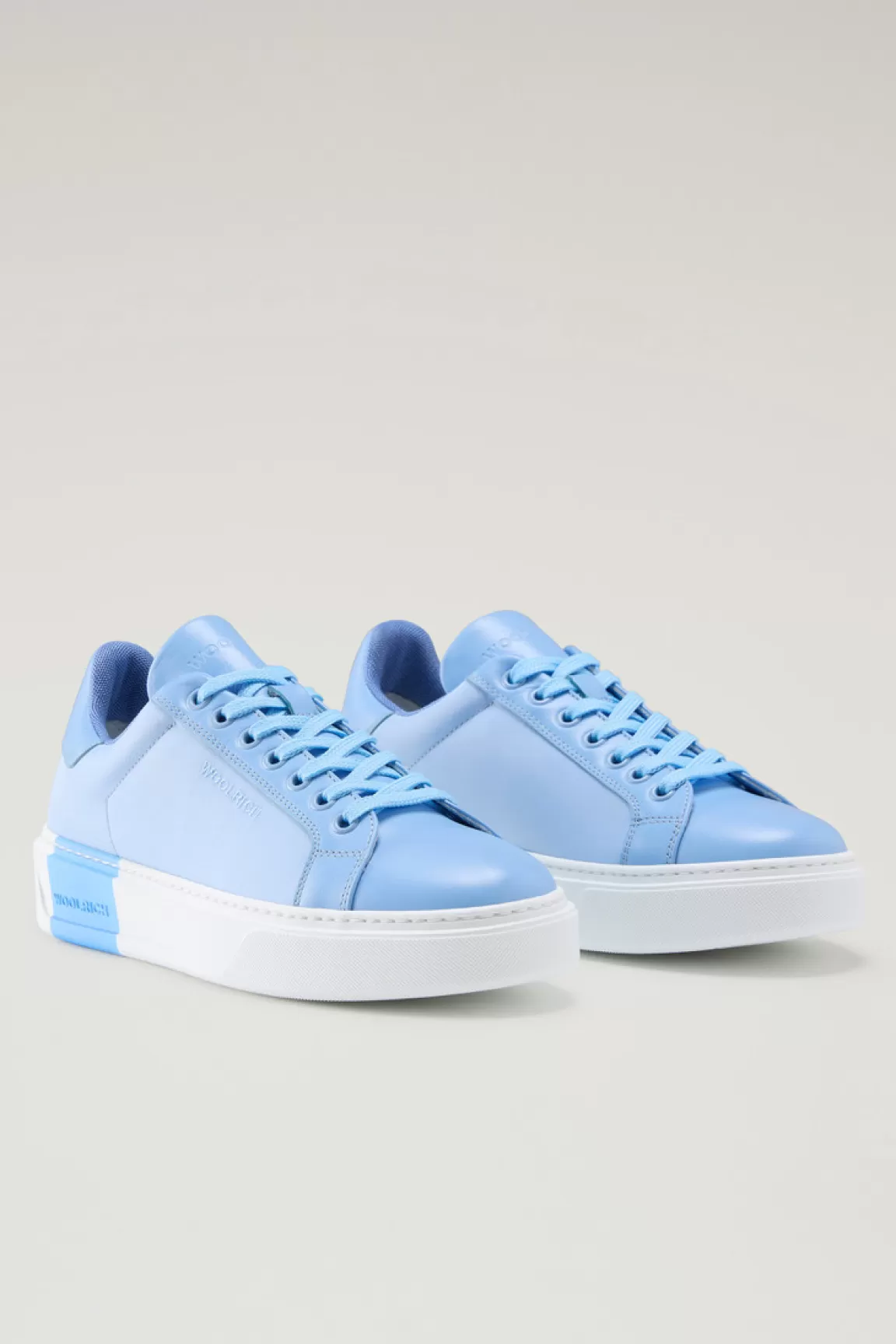 Woolrich Classic Court Sneakers Van Functionele Stof Met Leren Details Sky Blue Discount