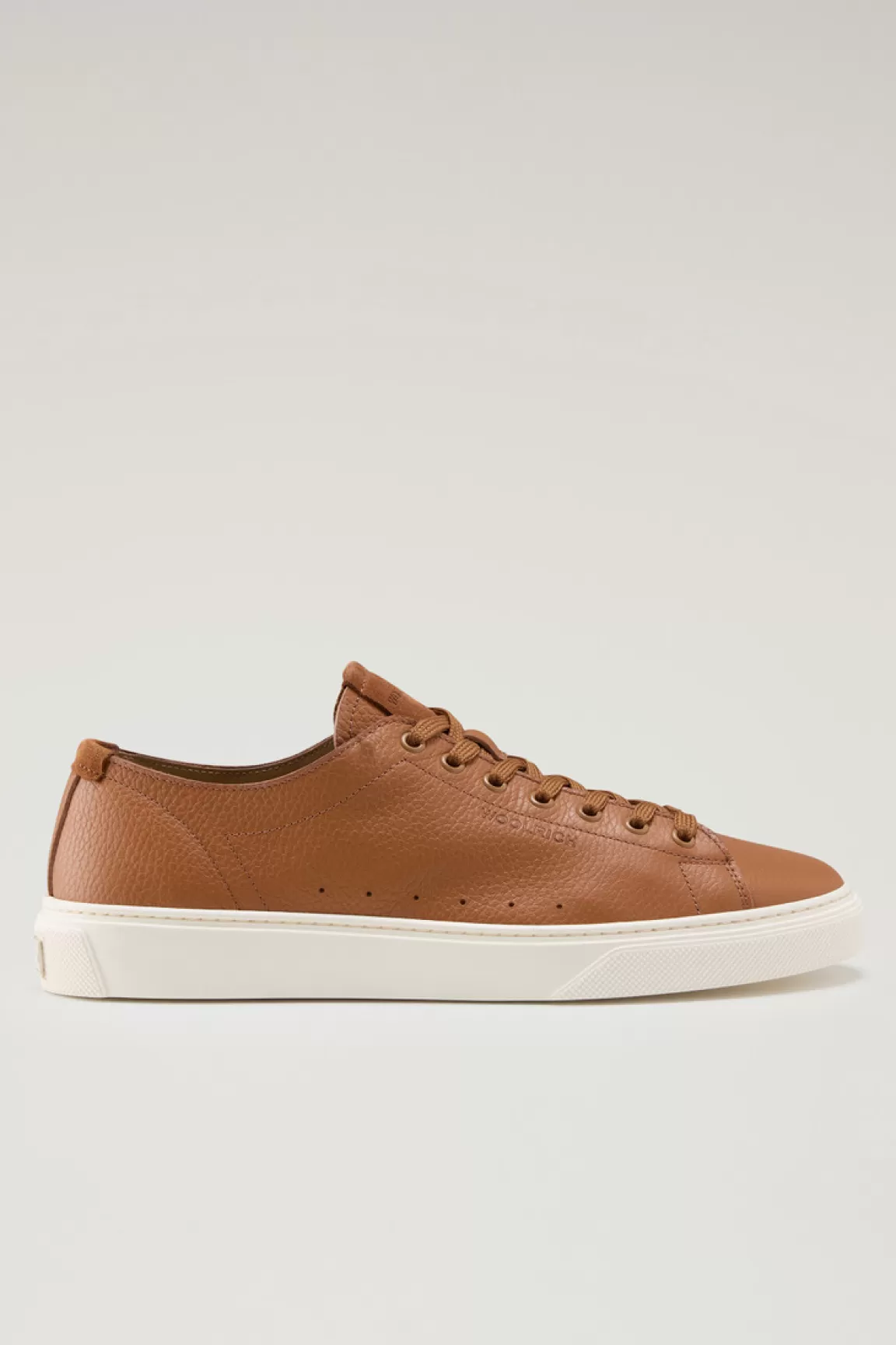 Woolrich Cloud Court Sneakers Van Getrommeld Leer Cognac New