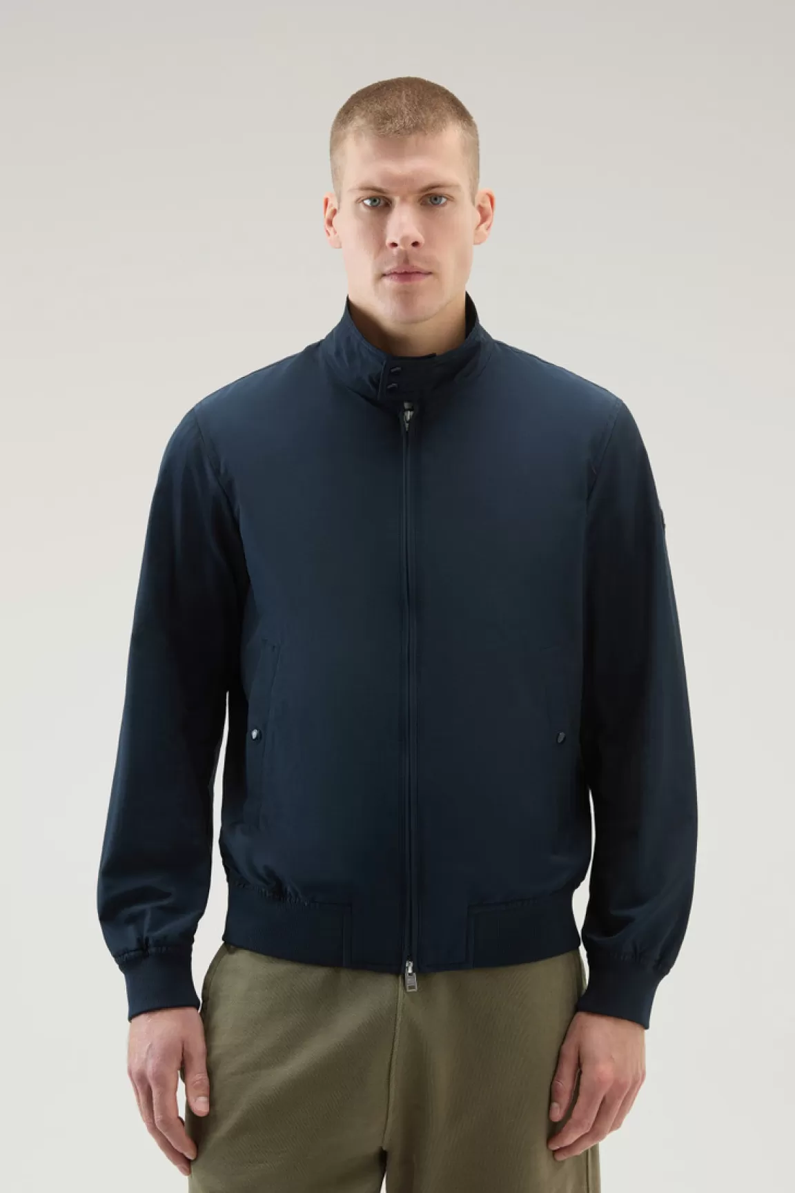 Woolrich Cruiser-bomberjack In Ramar Cloth Met Col Melton Blue Shop