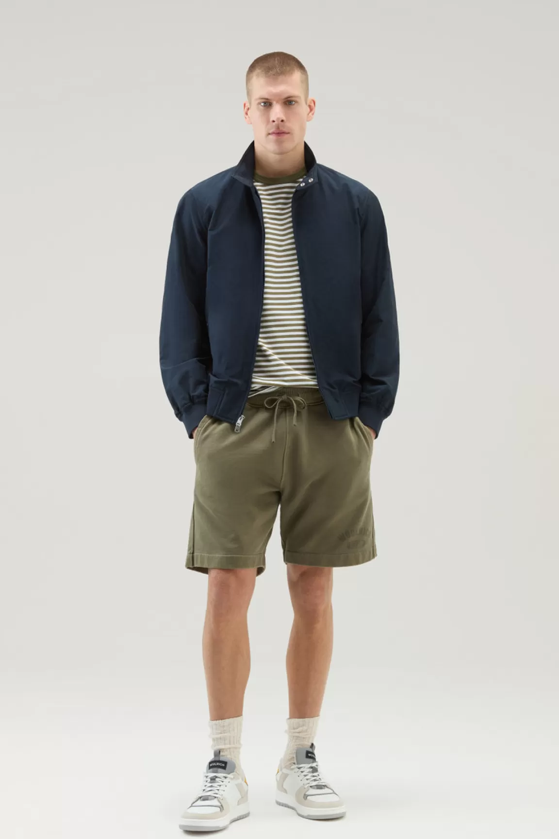 Woolrich Cruiser-bomberjack In Ramar Cloth Met Col Melton Blue Shop