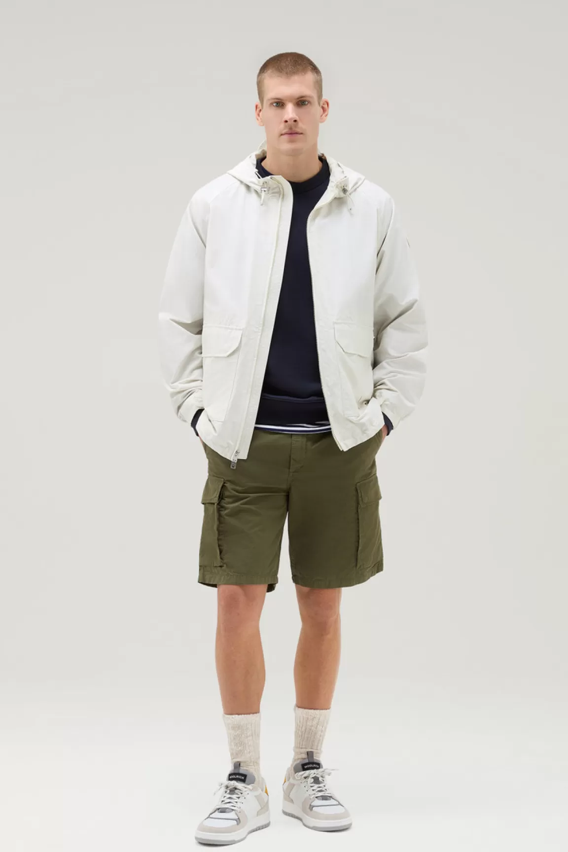 Woolrich Cruiser-jas In Ramar Cloth Met Capuchon Stone Hot