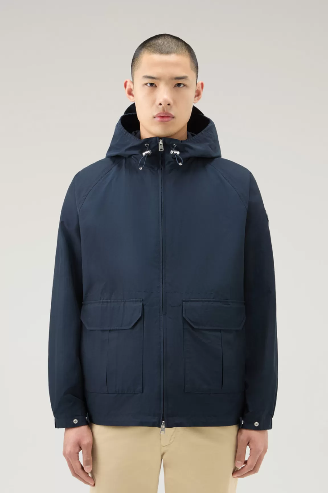 Woolrich Cruiser-jas In Ramar Cloth Met Capuchon Melton Blue Discount