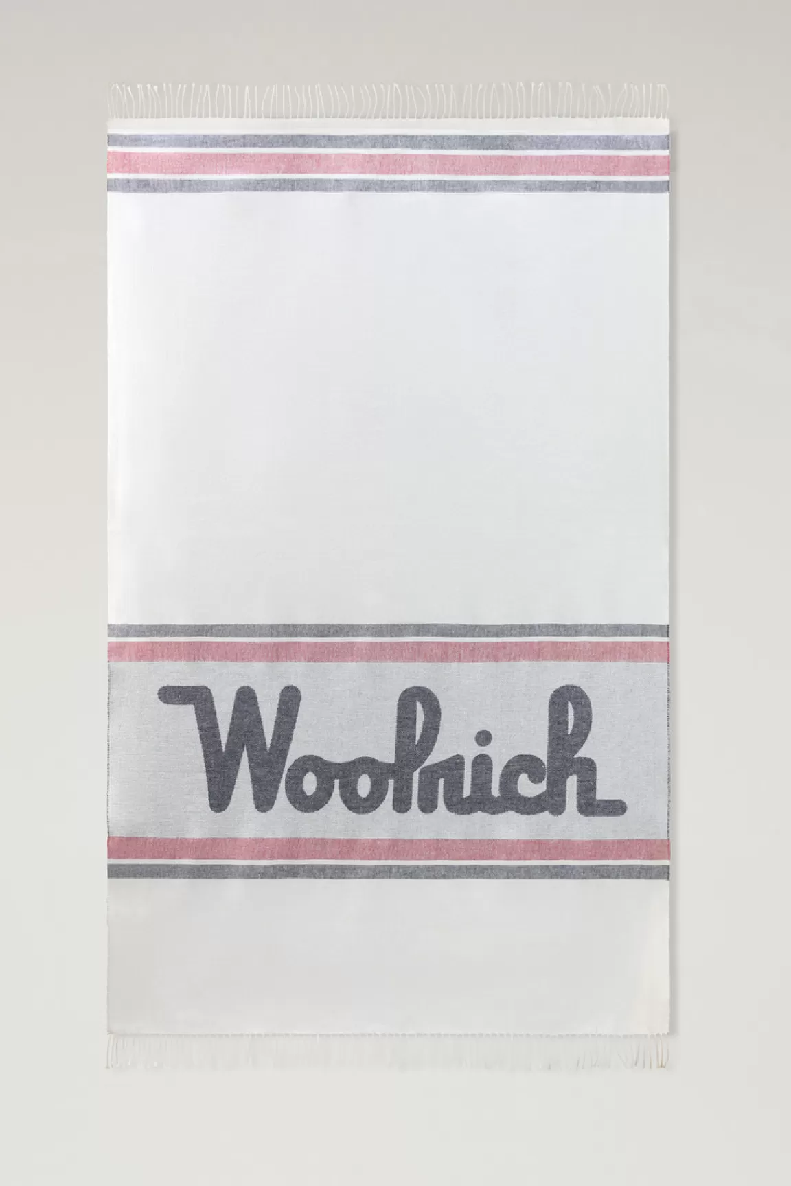 Woolrich Deken Van Linnen En Katoen Met Jacquard-logo Stone Discount