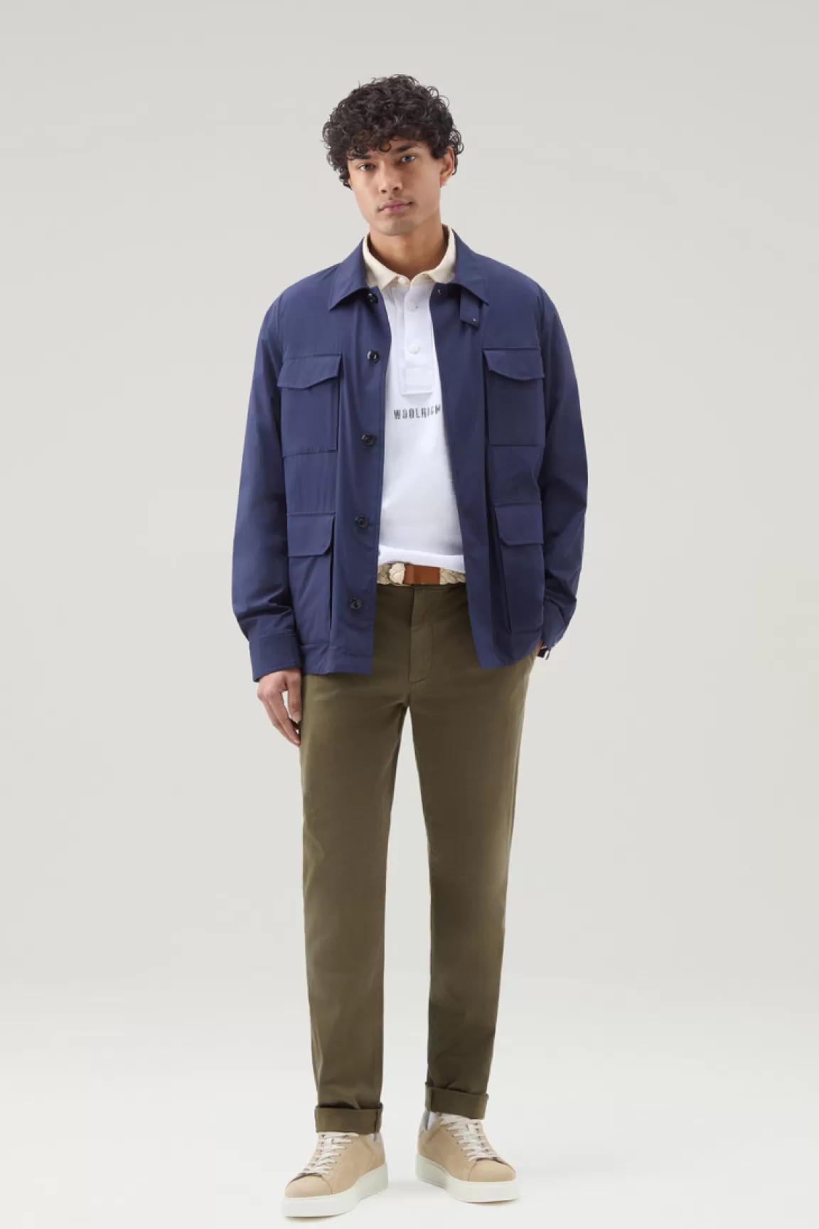 Woolrich Field Jack Van Elastisch Nylon Met Matte Afwerking Maritime Blue Best Sale