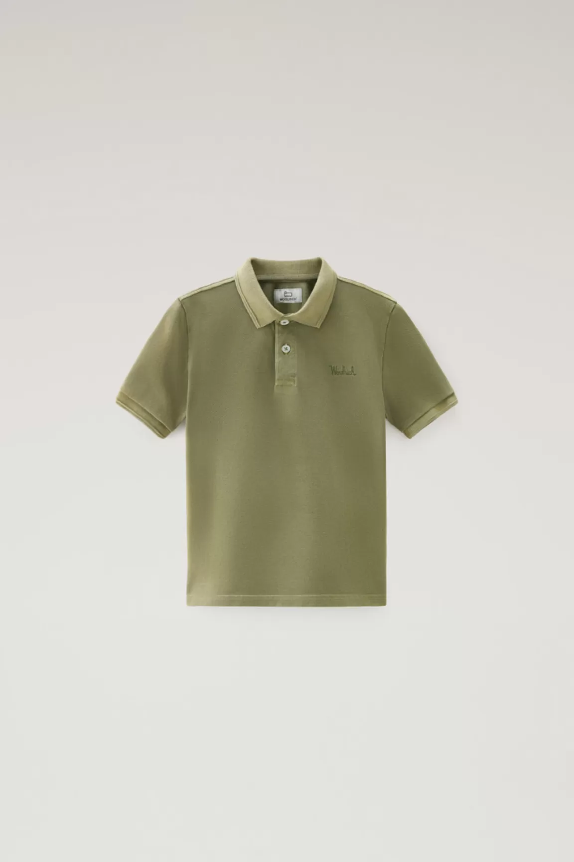 Woolrich Garment-dyed Mackinack-polo Van Stretchkatoen Voor Jongens Lake Olive Best