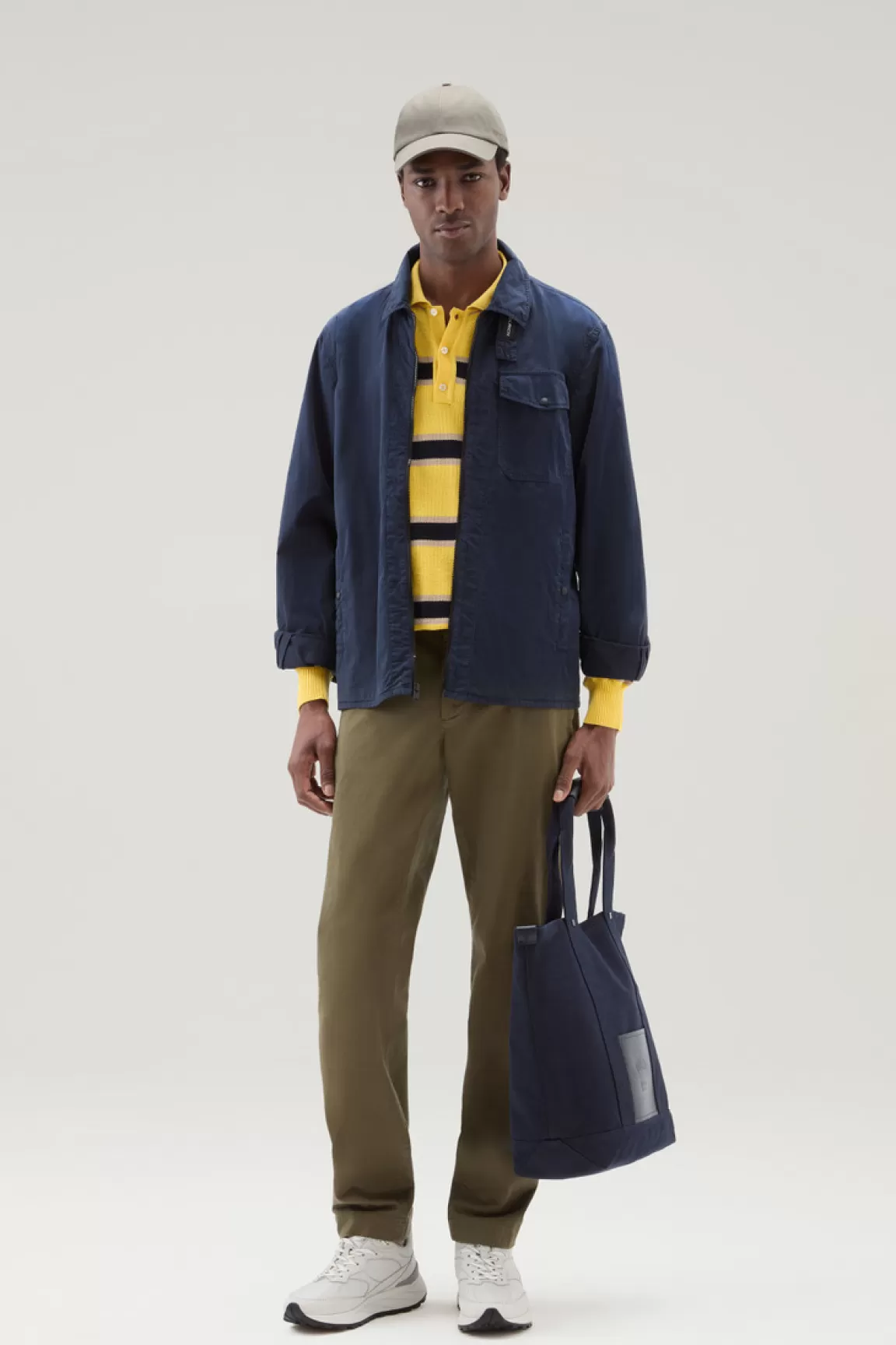 Woolrich Garment-dyed Overhemdjack Van Zuiver Katoen Melton Blue Hot