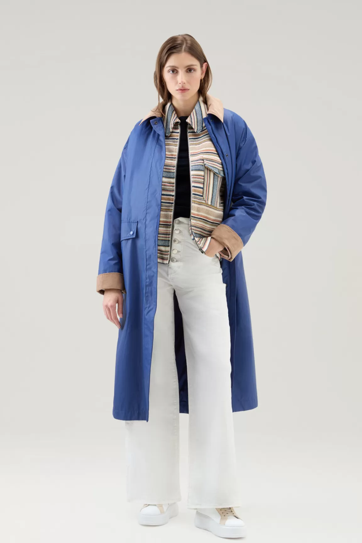 Woolrich Gentry Overhemdjack In Een Mix Van Gerecycled Katoen En Manteco Ethnic White Stripe Hot