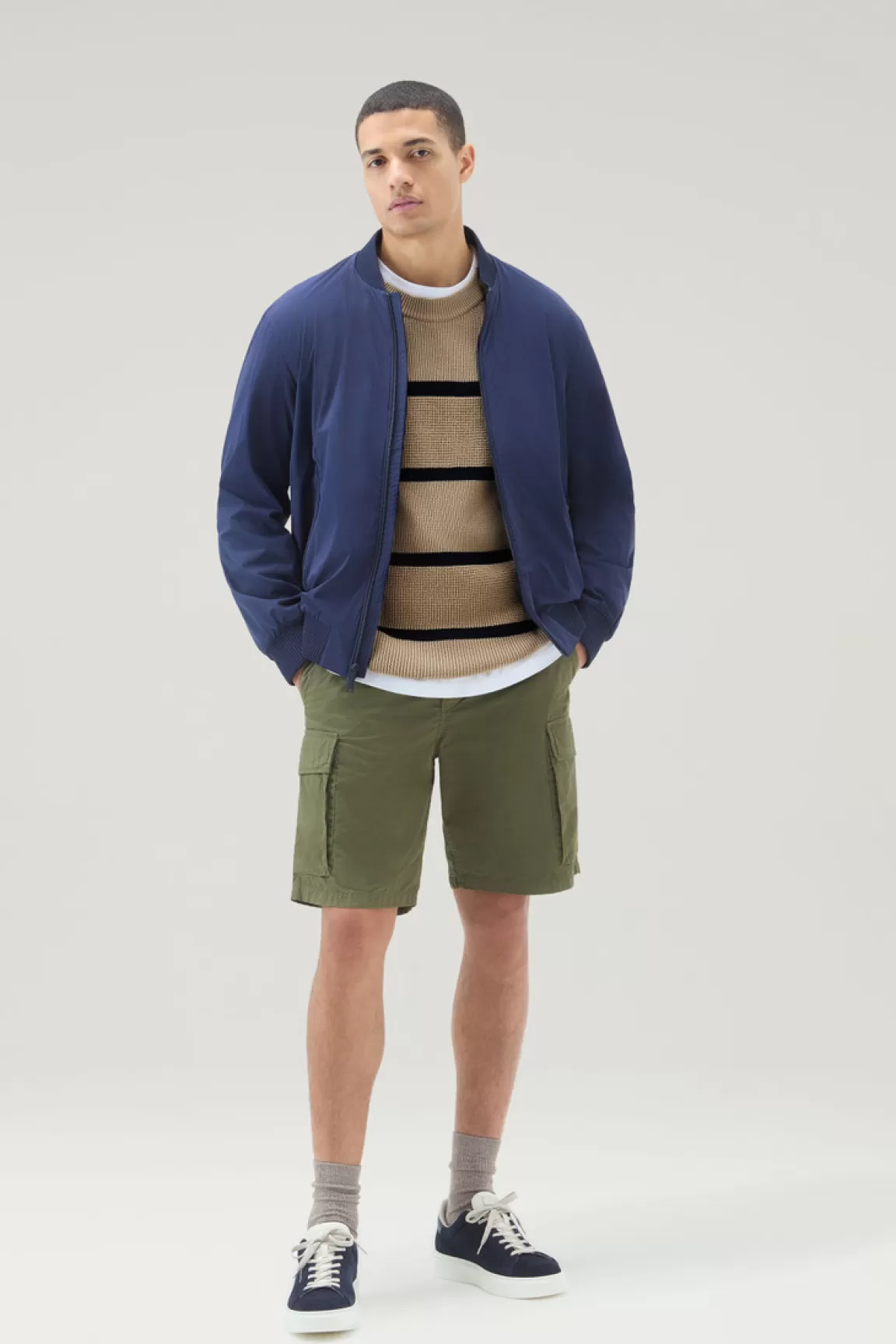 Woolrich Gestreept Breiwerk Van Zuiver Katoen Met Ronde Hals Beach Sand Stripe Cheap