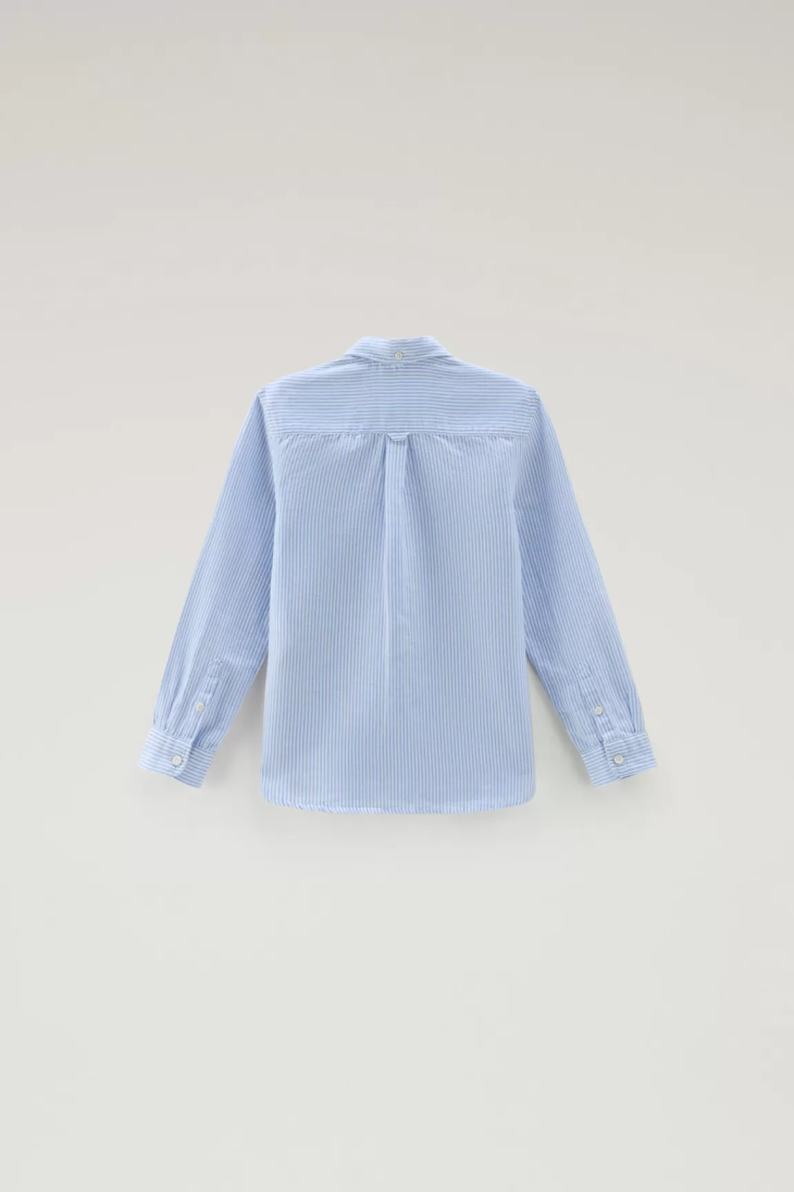Woolrich Gestreept Overhemd Voor Jongens Van Mix Van Linnen En Katoen Alaskan Blue Stripe Clearance