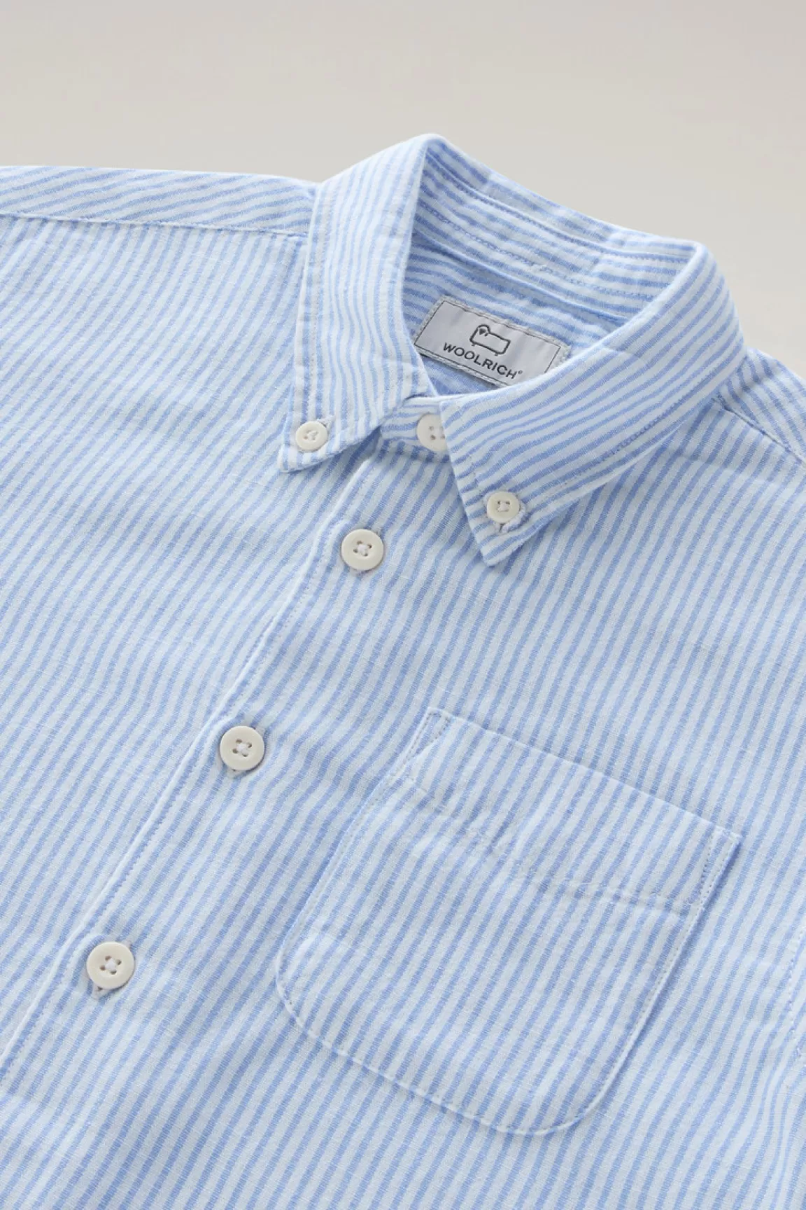 Woolrich Gestreept Overhemd Voor Jongens Van Mix Van Linnen En Katoen Alaskan Blue Stripe Clearance
