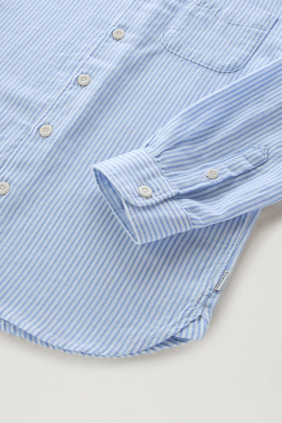 Woolrich Gestreept Overhemd Voor Jongens Van Mix Van Linnen En Katoen Alaskan Blue Stripe Clearance
