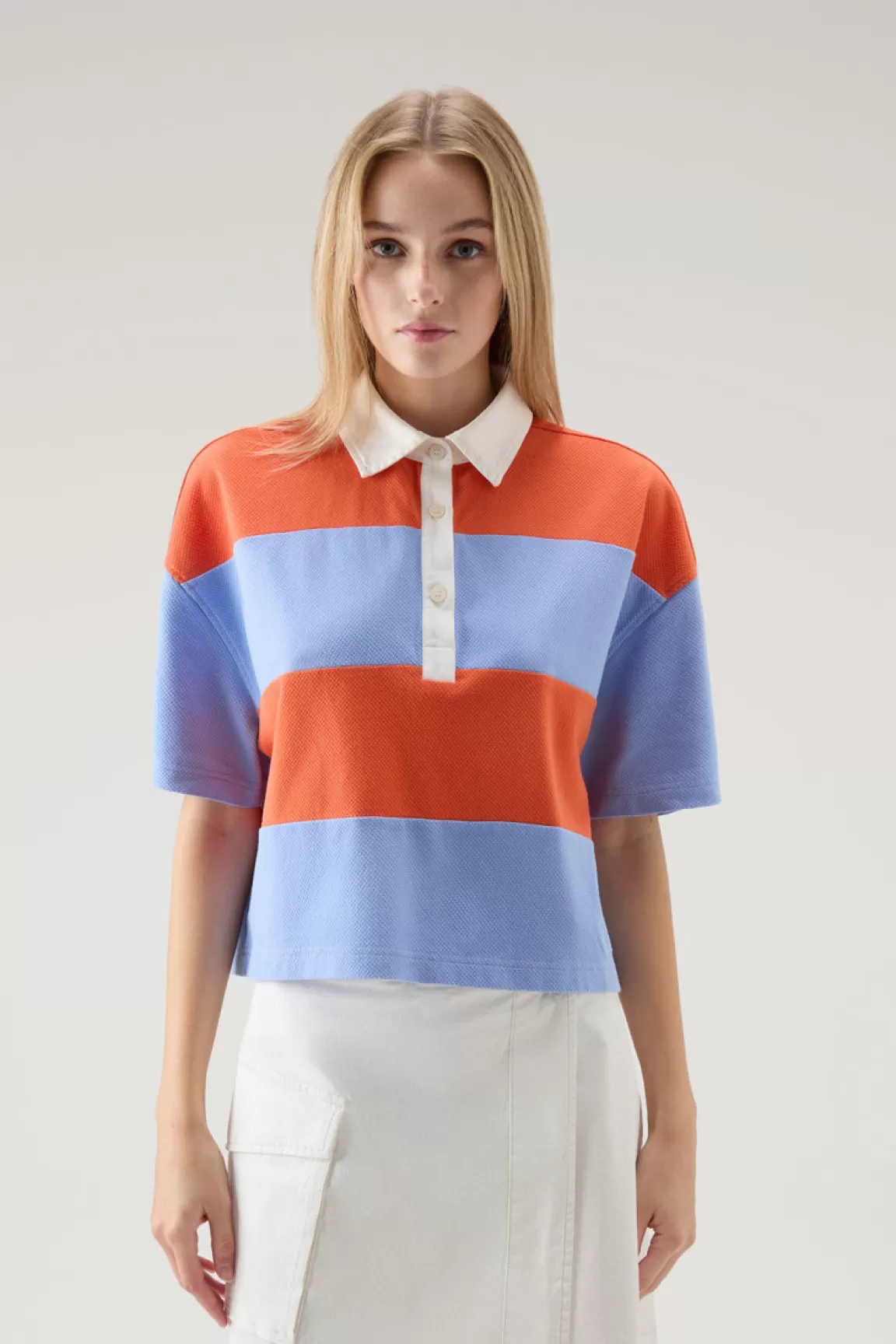 Woolrich Gestreept Poloshirt Van Zuiver Katoenen Piqué Sea Breeze Stripe Fashion