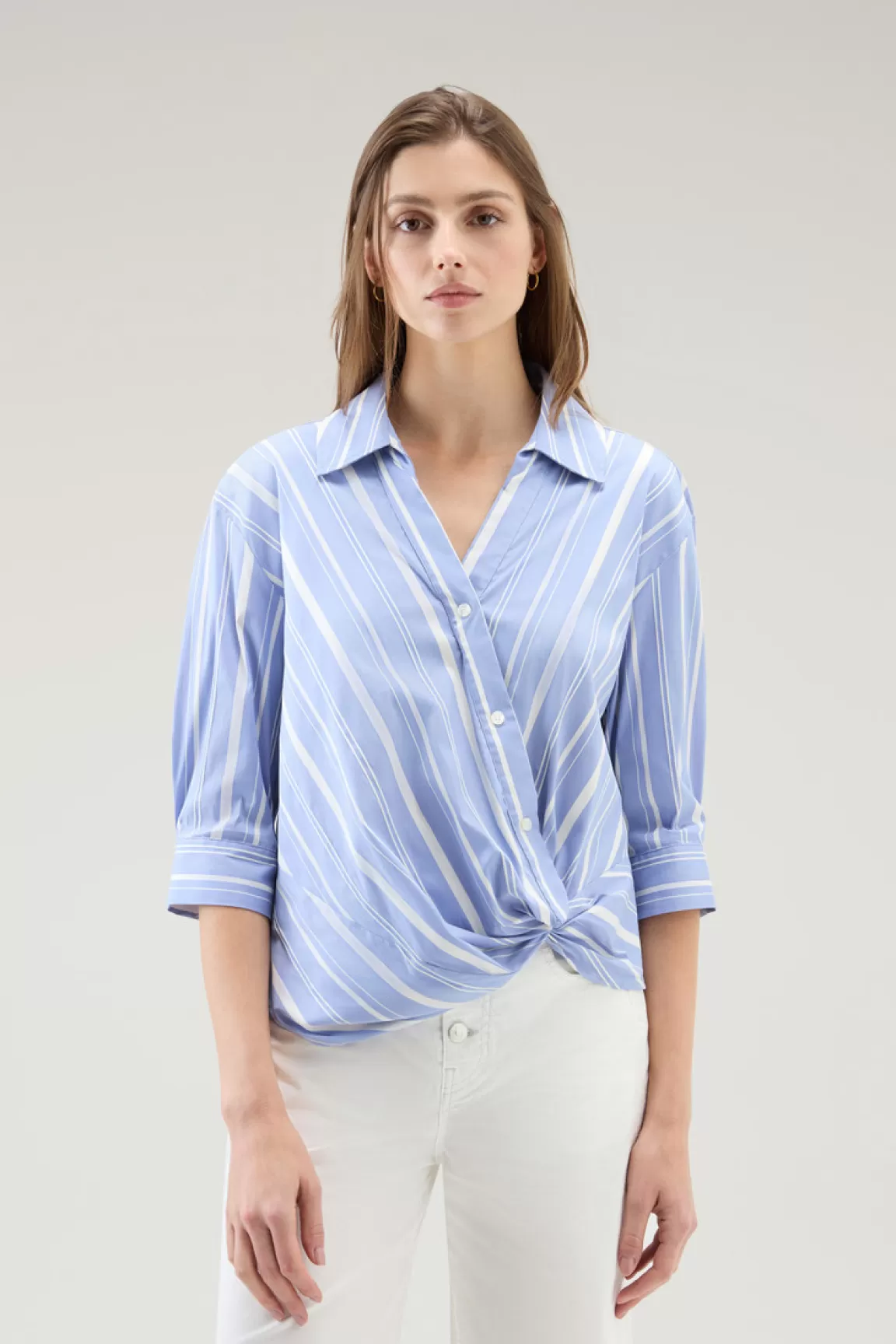 Woolrich Gestreept Popeline Shirt Van Een Katoenmix Sea Breeze Stripe Best Sale