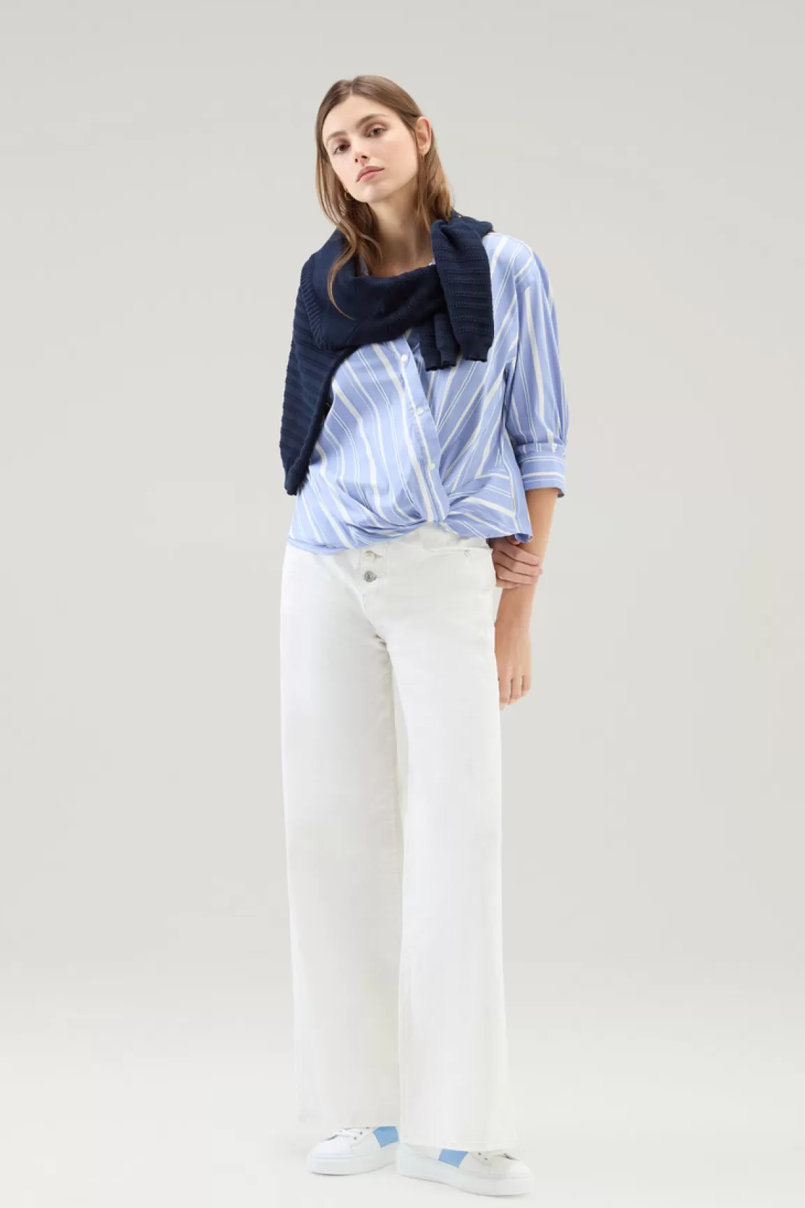 Woolrich Gestreept Popeline Shirt Van Een Katoenmix Sea Breeze Stripe Best Sale