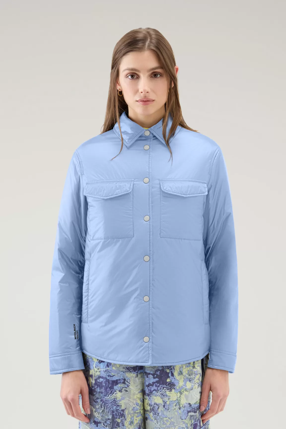 Woolrich Gevoerd Overshirt Van Gerecycled Pertex Quantum Sea Breeze Sale