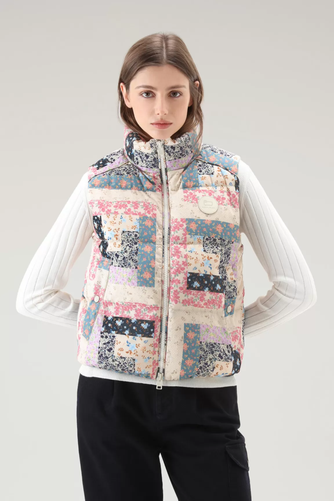 Woolrich Gewatteerde Pennsylvania-bodywarmer Met Patchwork Print Cream Patchwork Flash Sale