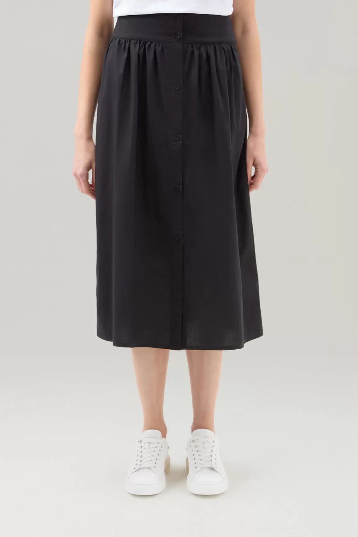 Woolrich Halflange Rok Van Zuiver Popeline Katoen Black Shop