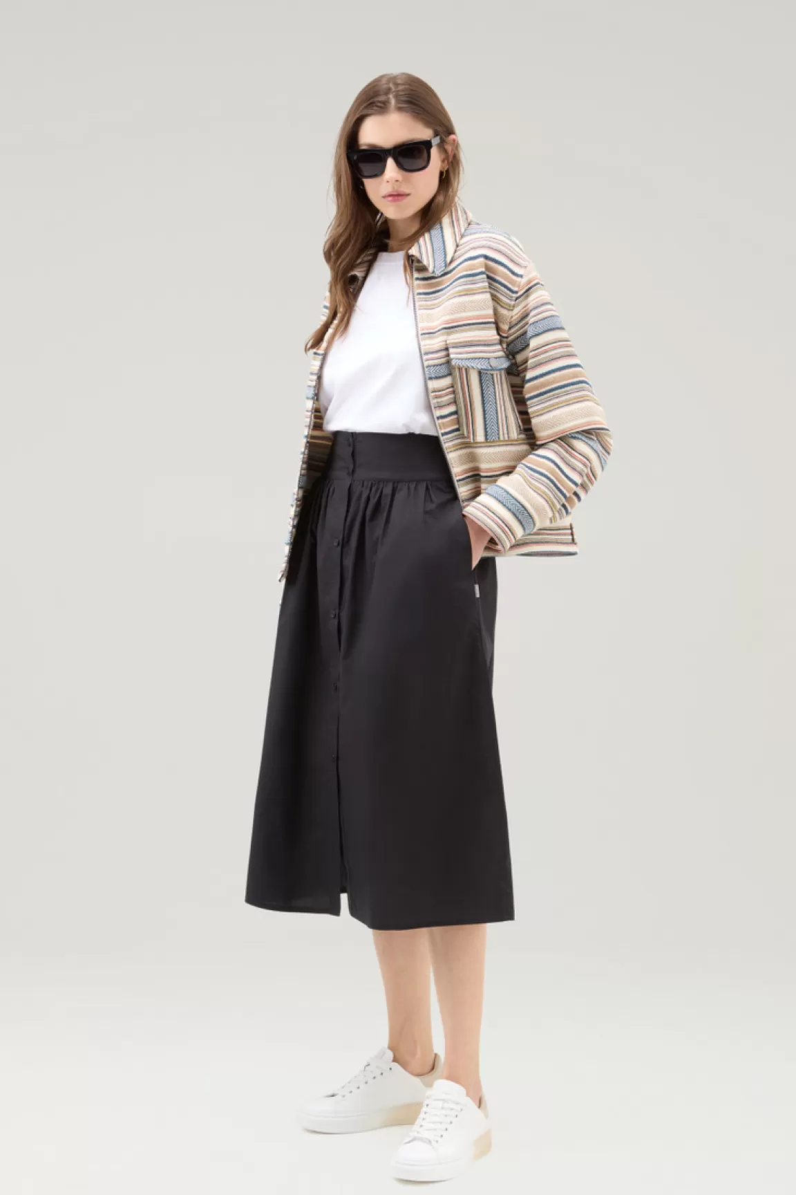 Woolrich Halflange Rok Van Zuiver Popeline Katoen Black Shop