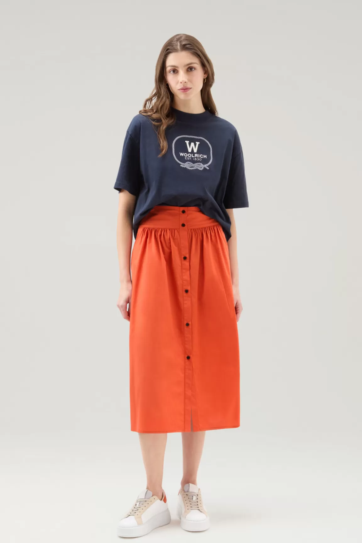 Woolrich Halflange Rok Van Zuiver Popeline Katoen Koi Hot