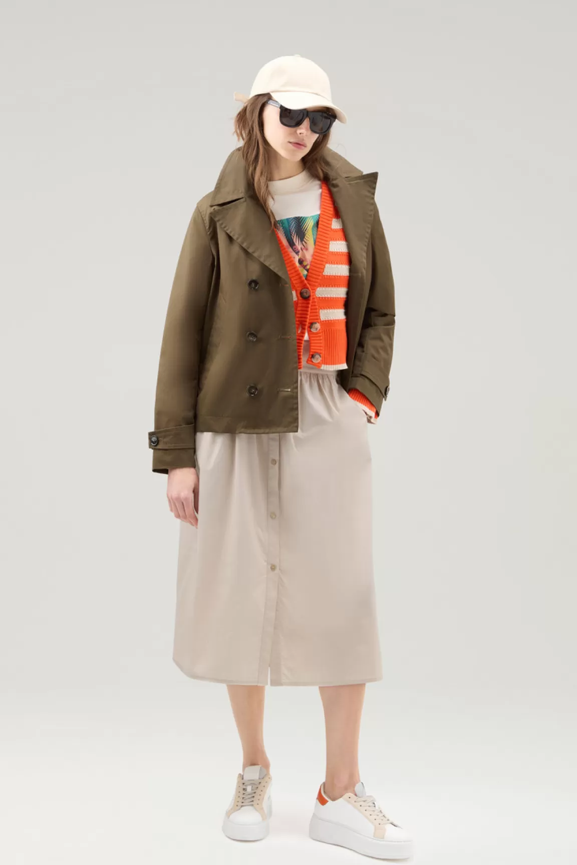 Woolrich Halflange Rok Van Zuiver Popeline Katoen Light Oak Fashion