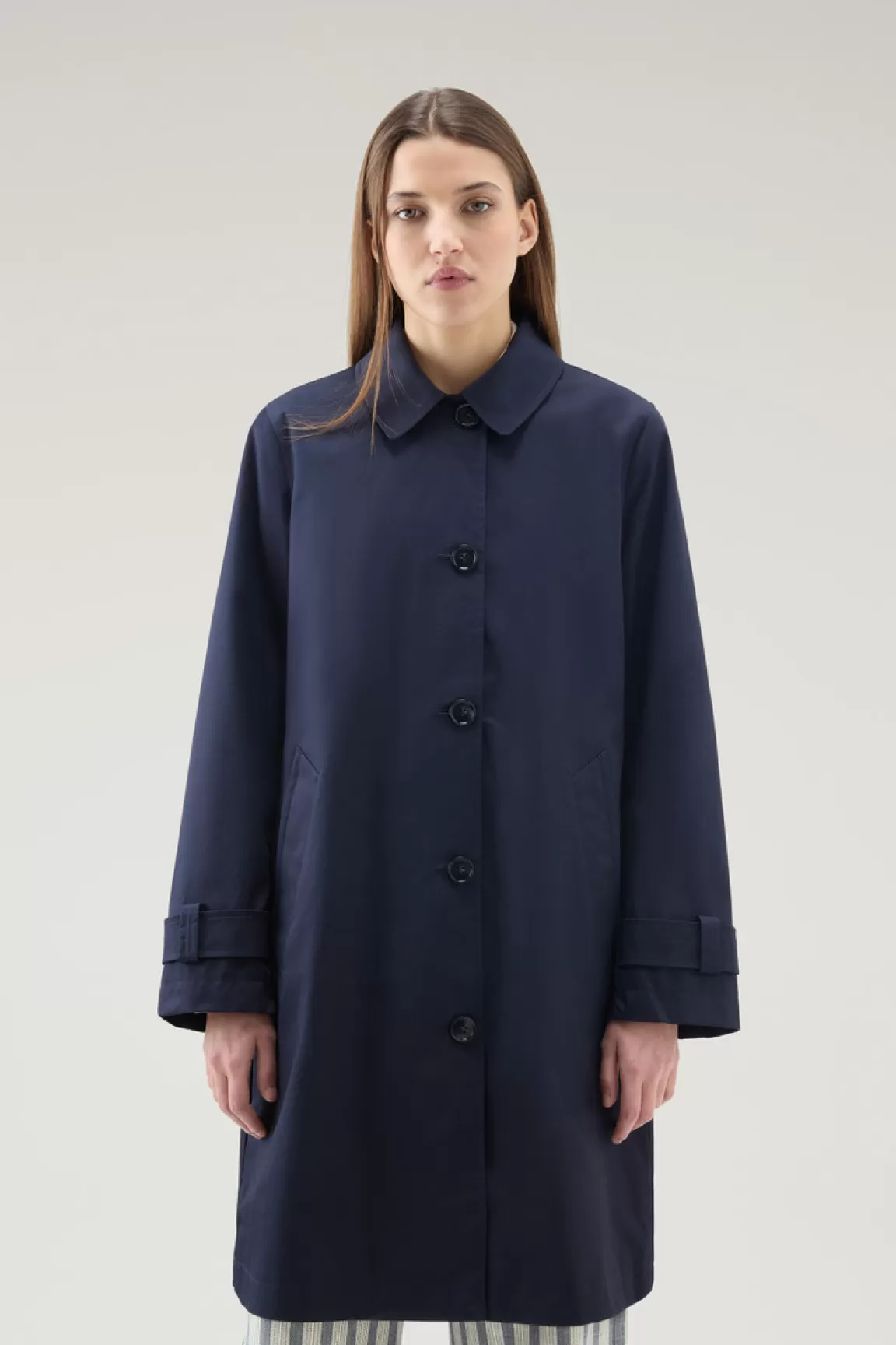 Woolrich Havice Trenchcoat In Best Cotton Melton Blue Best