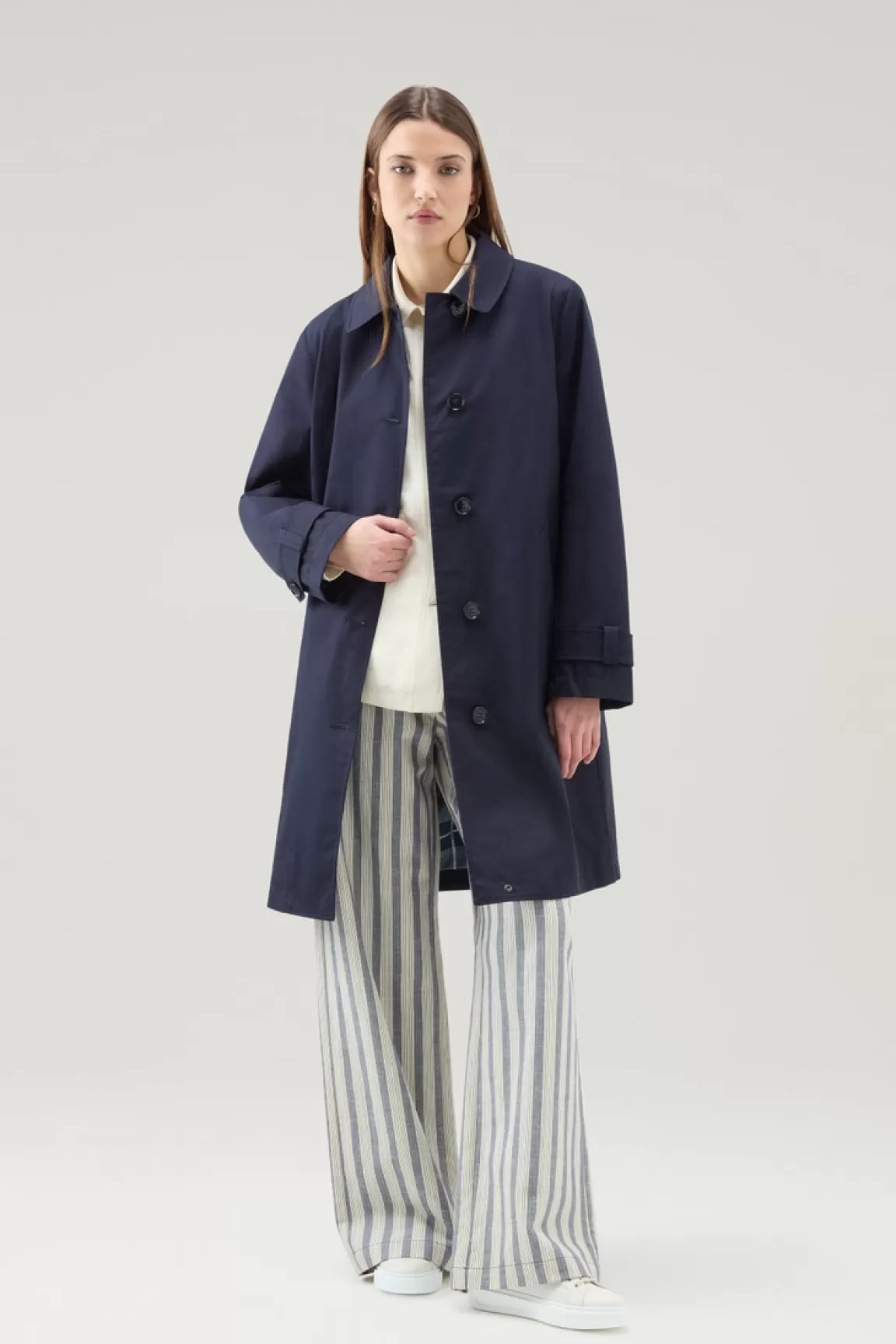 Woolrich Havice Trenchcoat In Best Cotton Melton Blue Best