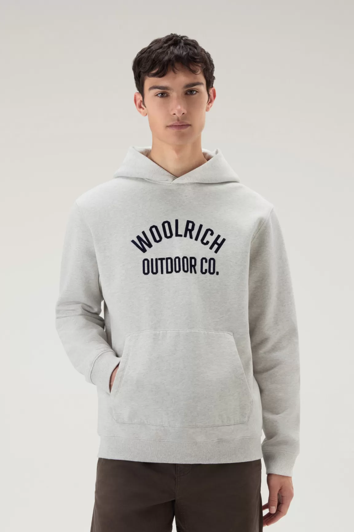 Woolrich Hoodie Van Zuiver Katoen Light Grey Melange Best