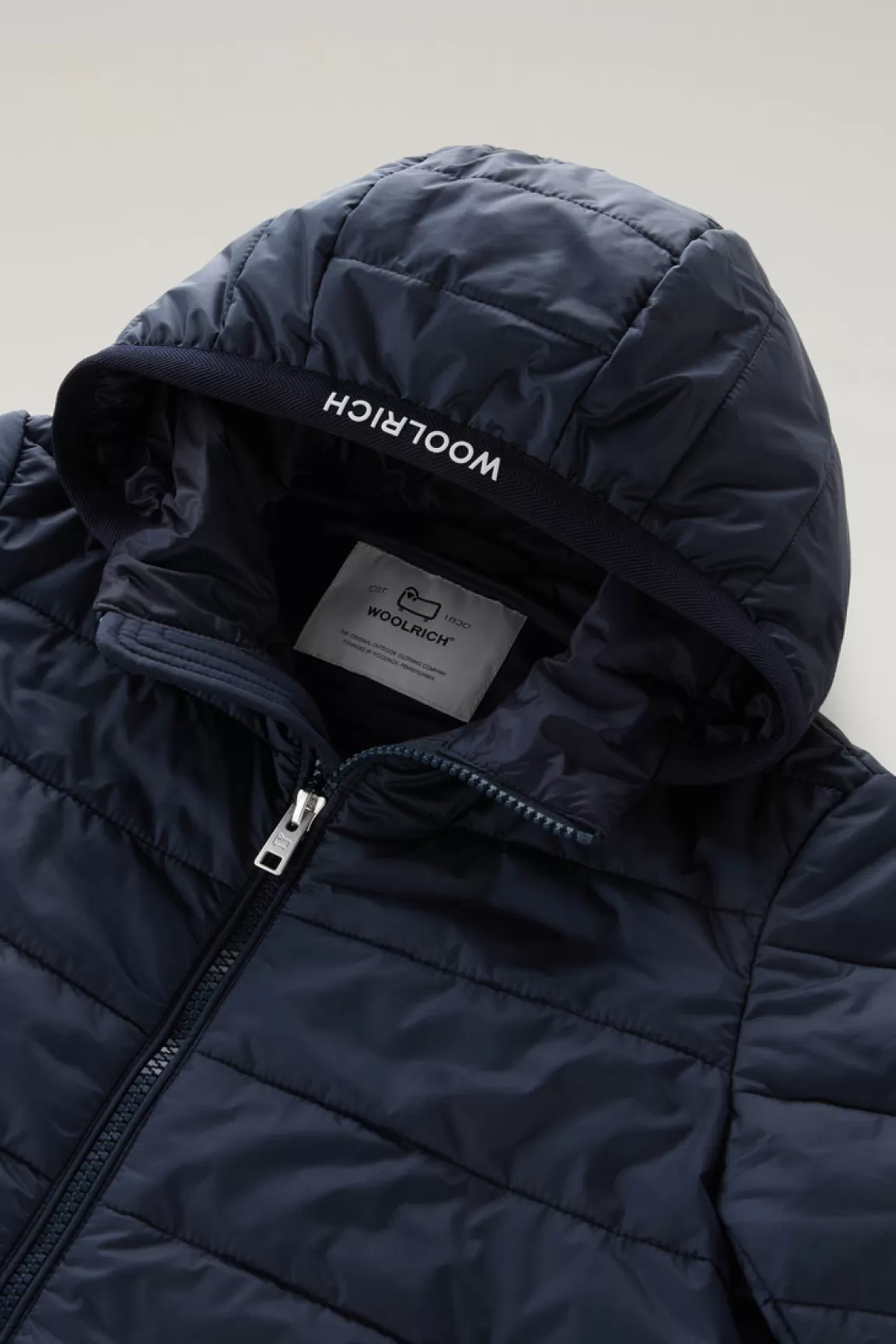 Woolrich Jack Sundance Voor Jongens Van Lichtgewicht Microvezel Met Capuchon Melton Blue Hot