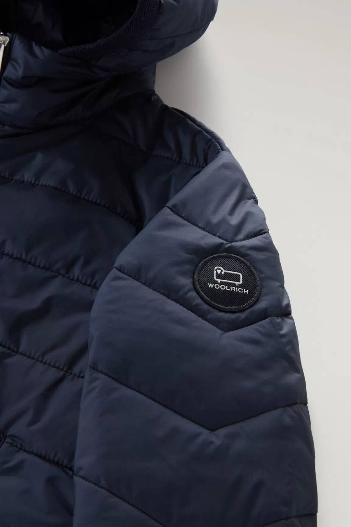 Woolrich Jack Sundance Voor Jongens Van Lichtgewicht Microvezel Met Capuchon Melton Blue Hot