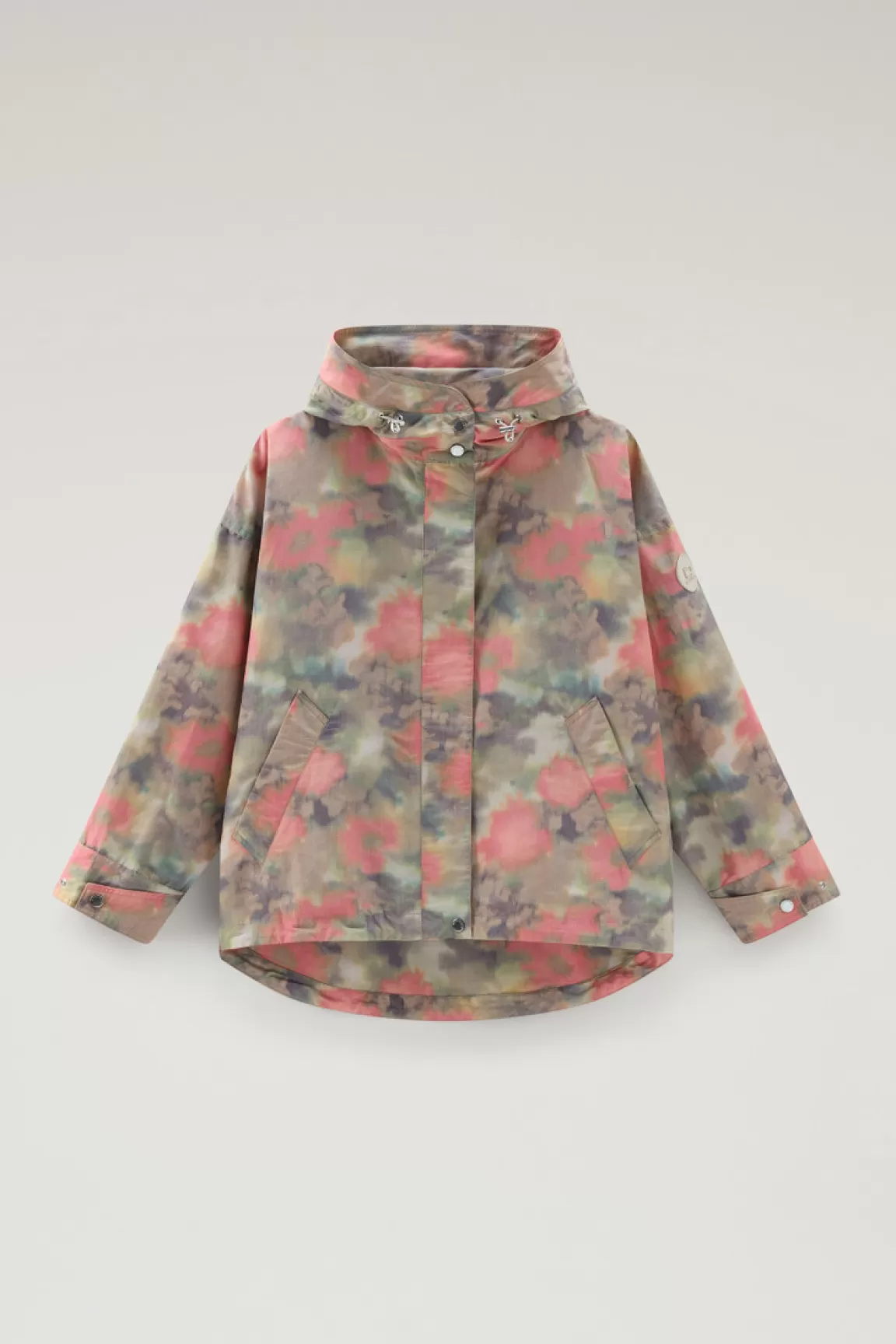 Woolrich Jack Van Een Mix Van Linnen En Katoen Met Meerkleurige Opdruk Sage Chine Hot