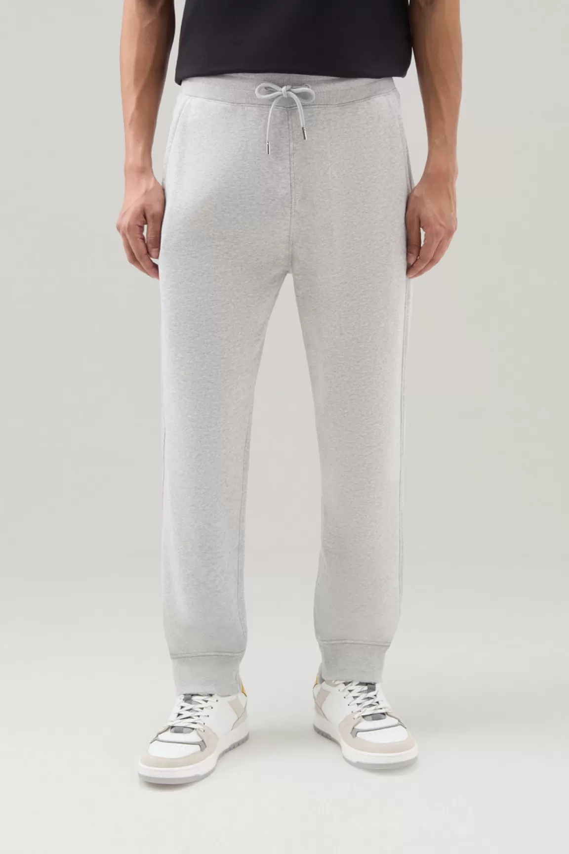 Woolrich Joggers Van Badstof Katoenmix Light Grey Melange Shop