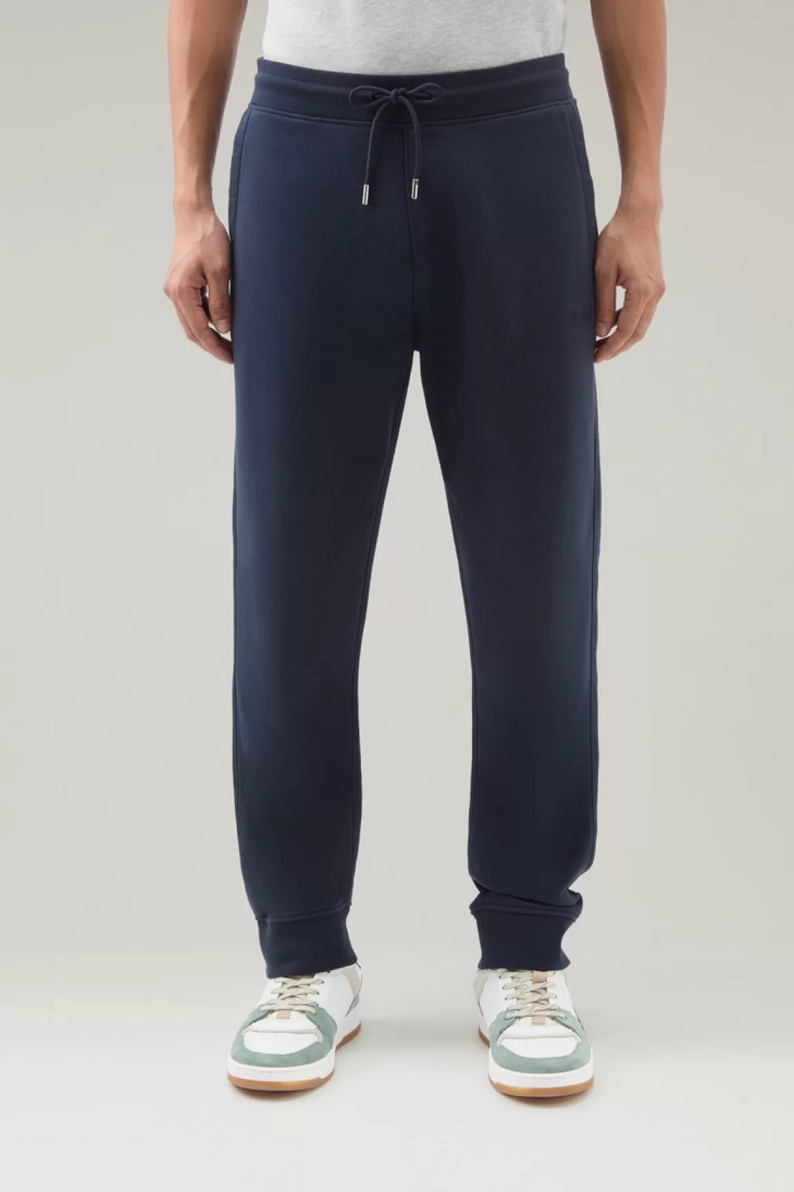 Woolrich Joggers Van Badstof Katoenmix Melton Blue Fashion