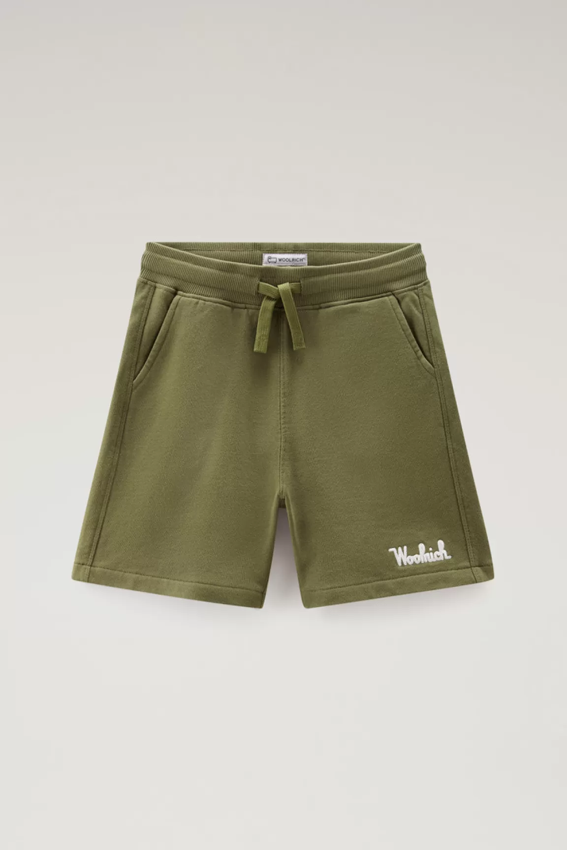 Woolrich Jongenshort Van Zuiver Badstof Katoen Met Trekkoord Lake Olive Store