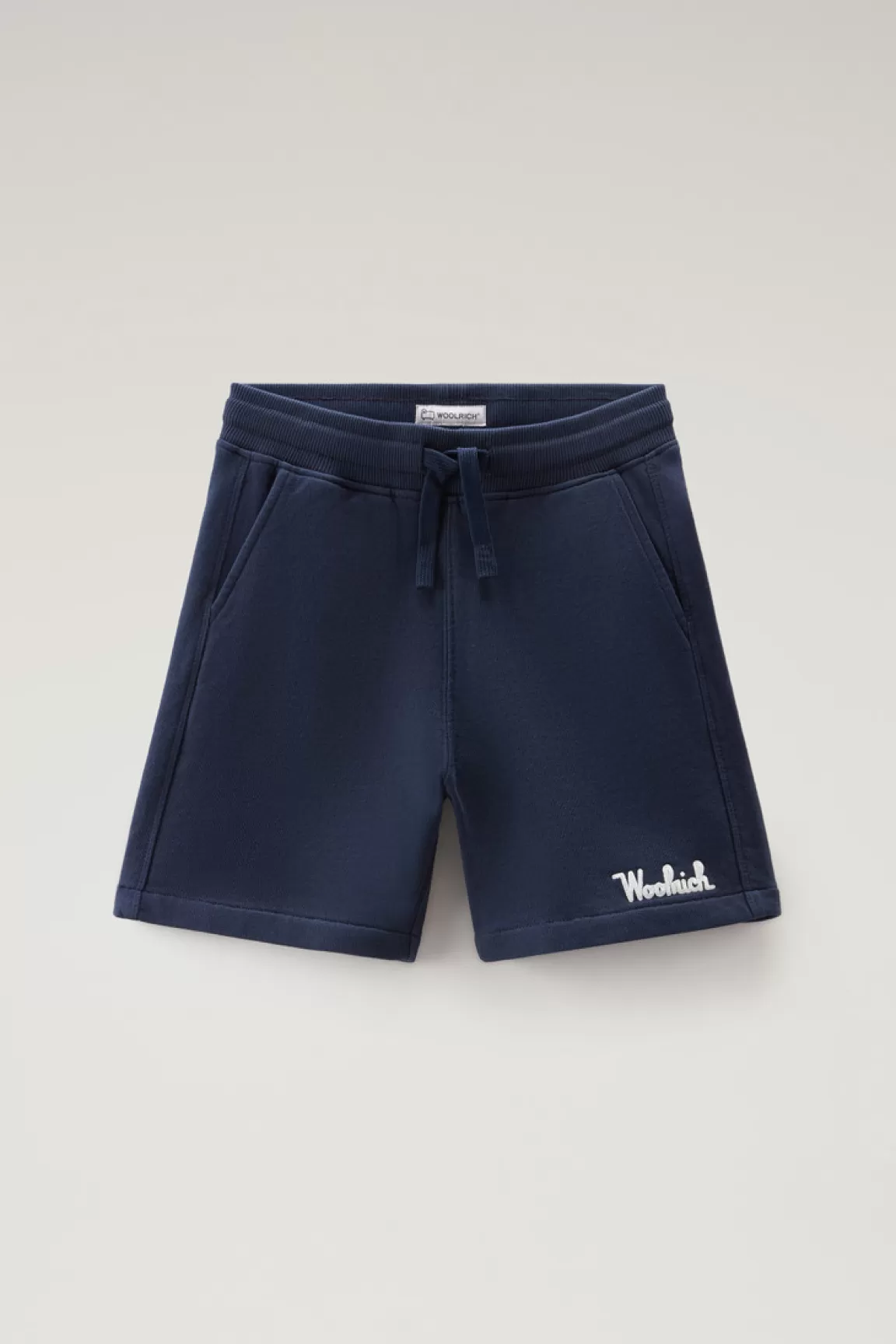 Woolrich Jongenshort Van Zuiver Badstof Katoen Met Trekkoord Melton Blue Fashion