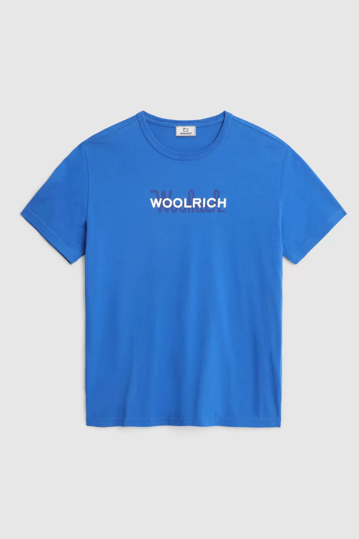 Woolrich Katoenen T-shirt Met Macro Logo Ocean Blue Store