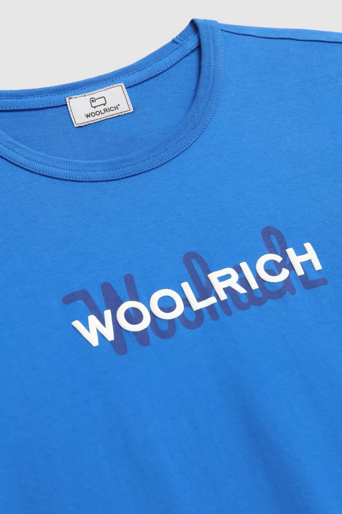 Woolrich Katoenen T-shirt Met Macro Logo Ocean Blue Store