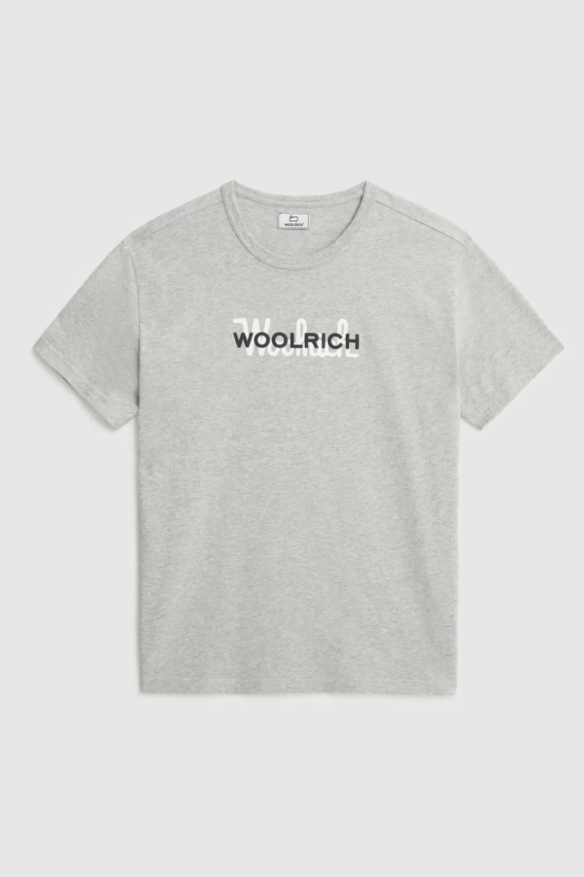 Woolrich Katoenen T-shirt Met Macro Logo Light Grey Melange Cheap