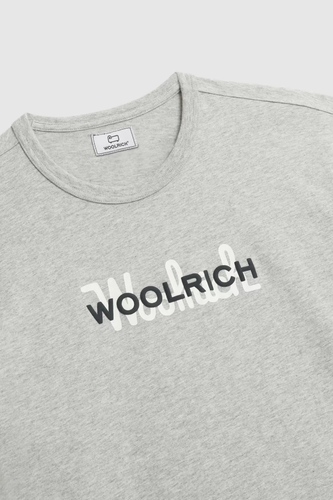 Woolrich Katoenen T-shirt Met Macro Logo Light Grey Melange Cheap