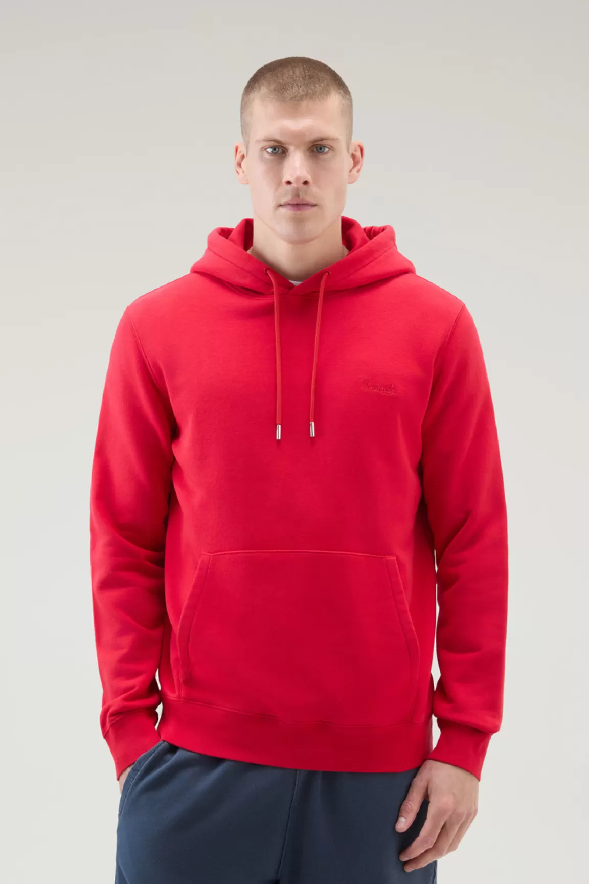 Woolrich Katoenmix Hoodie Met Geborduurd Logo Sky Red Online