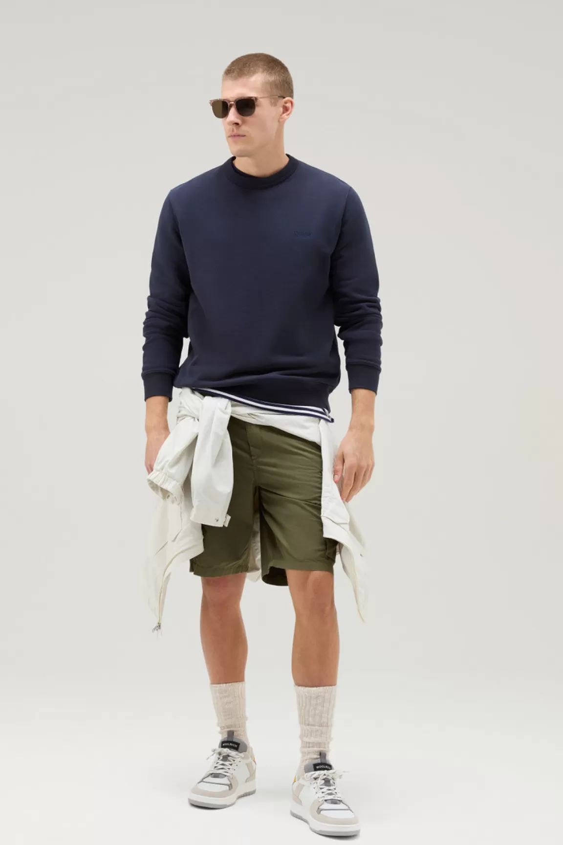 Woolrich Katoenmix Sweatshirt Met Ronde Hals En Geborduurd Logo Melton Blue Clearance