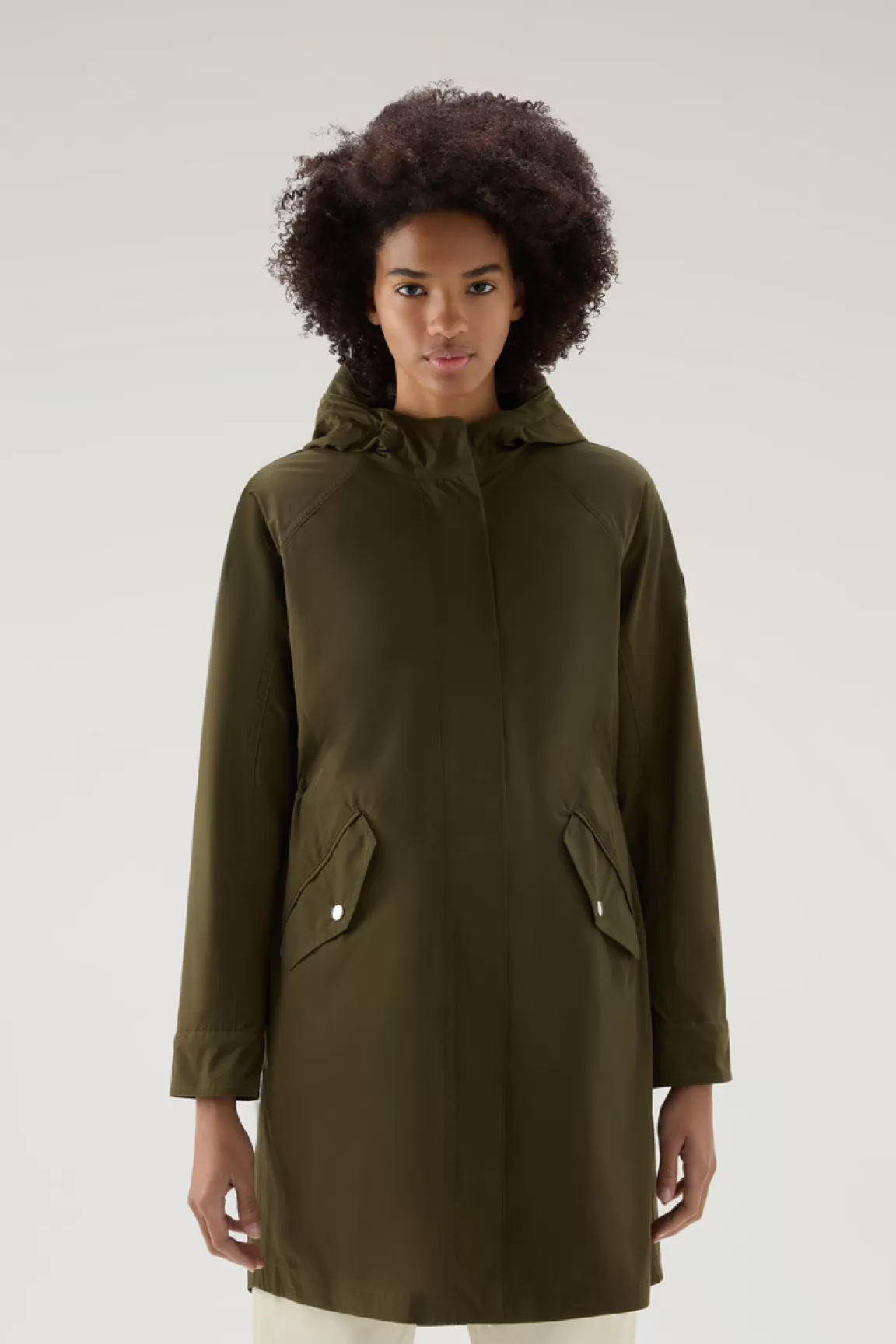 Woolrich Lange Zomerparka Van Urban Touch-stof Met Capuchon Dark Green Best Sale