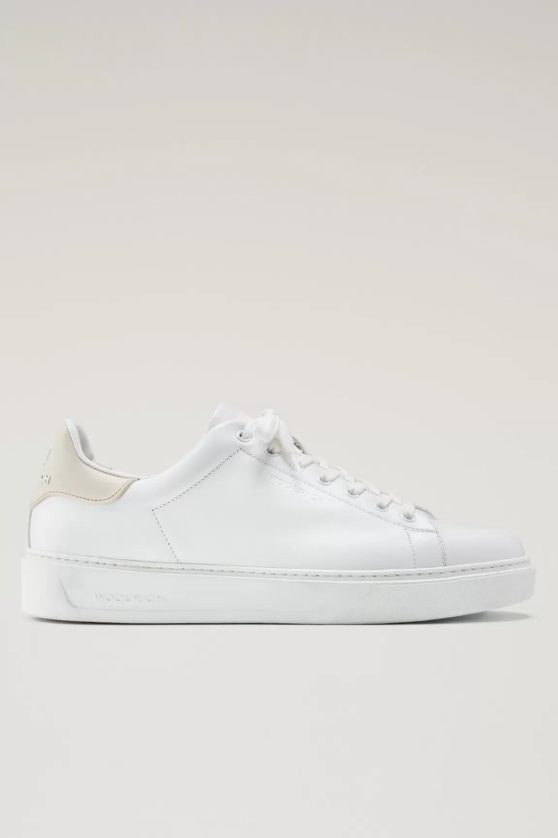 Woolrich Leren Classic Court-sneakers Met Contrasterende Details White Beige Sale