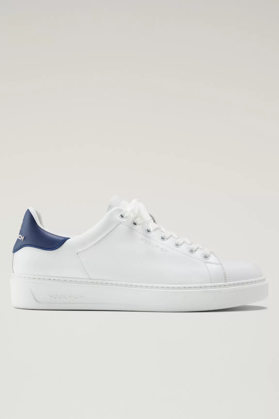 Woolrich Leren Classic Court-sneakers Met Contrasterende Details White Blue Flash Sale